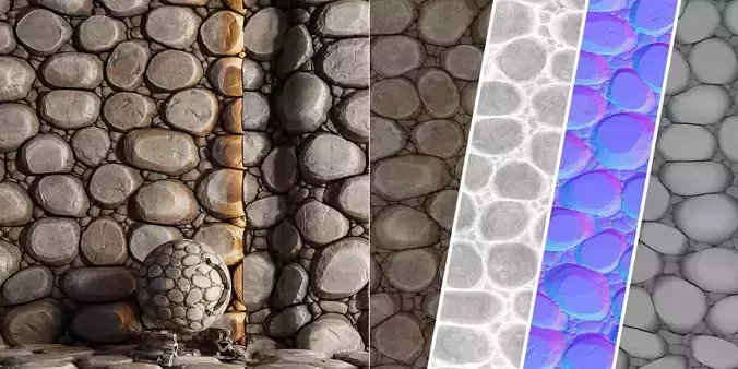 H90 Stone Wall - PBR - 4K - Seamless