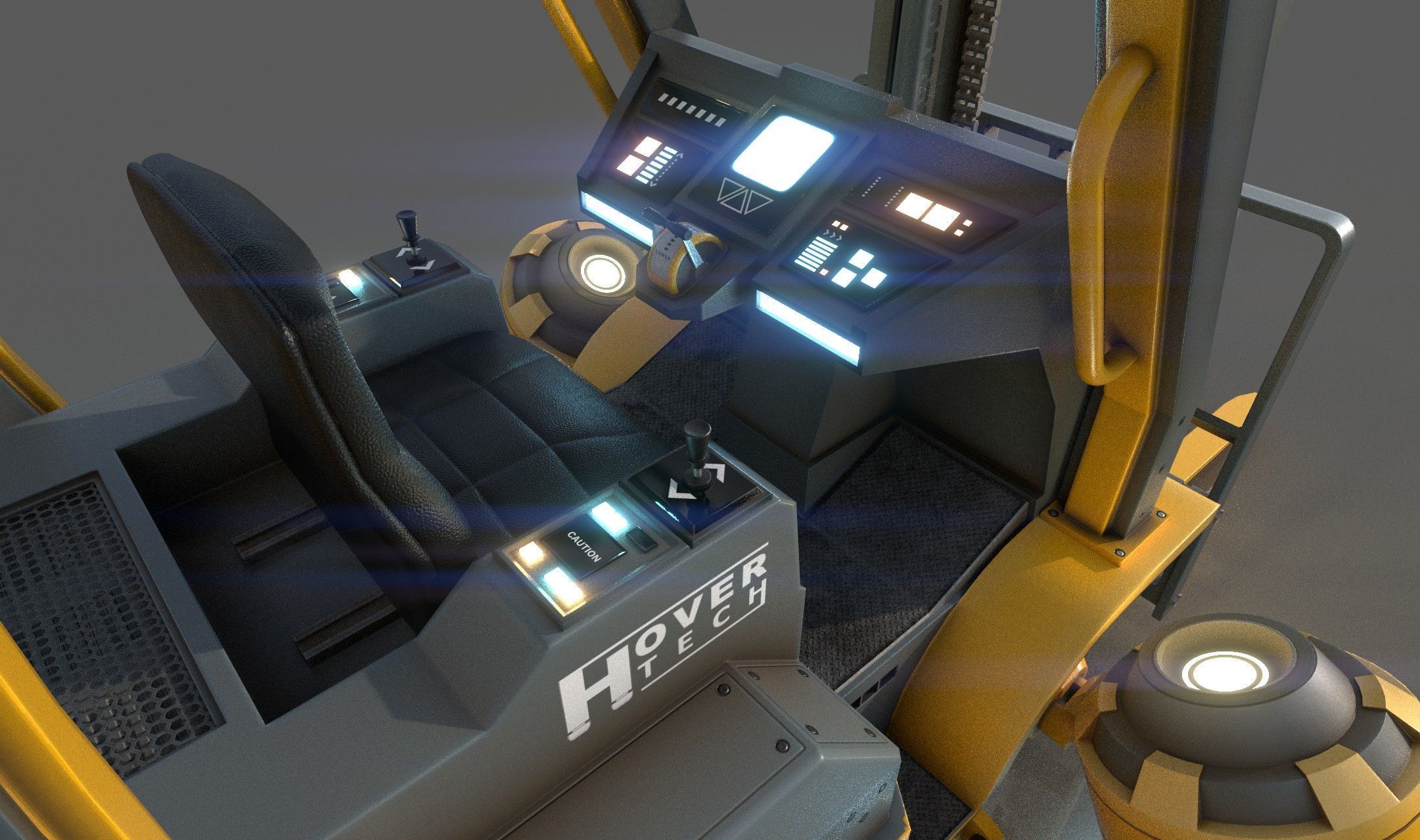 Scifi HoverForklift Low-poly 3D model_1