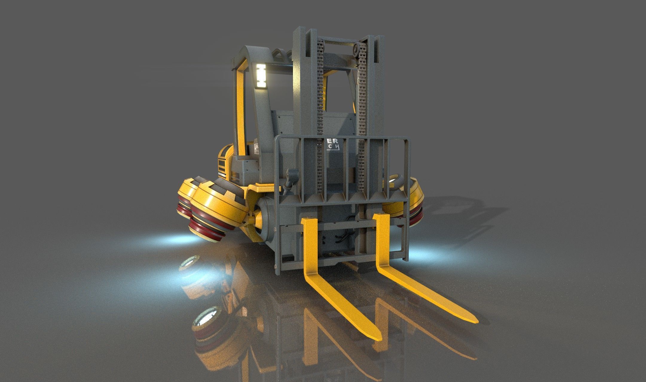 Scifi HoverForklift Low-poly 3D model_4