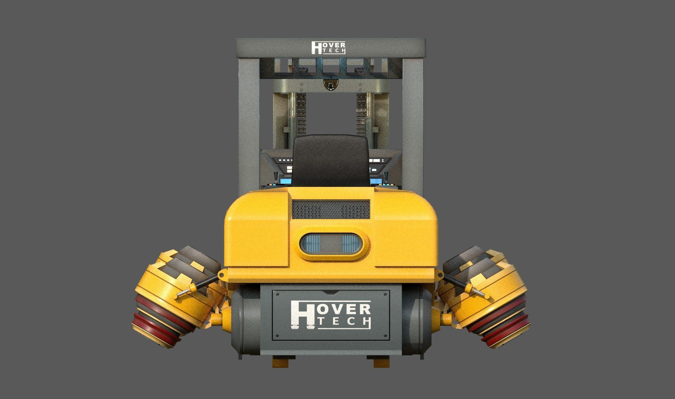 Scifi HoverForklift Low-poly 3D model_5