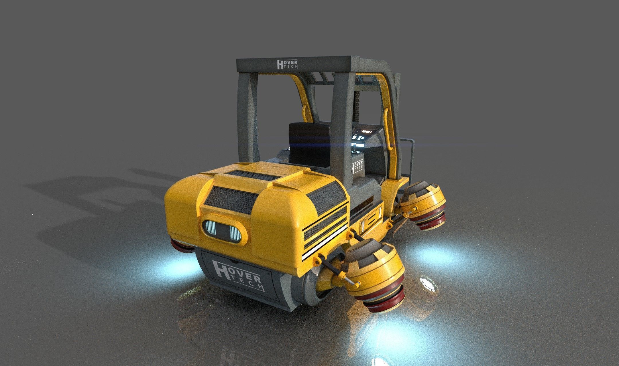 Scifi HoverForklift Low-poly 3D model_3