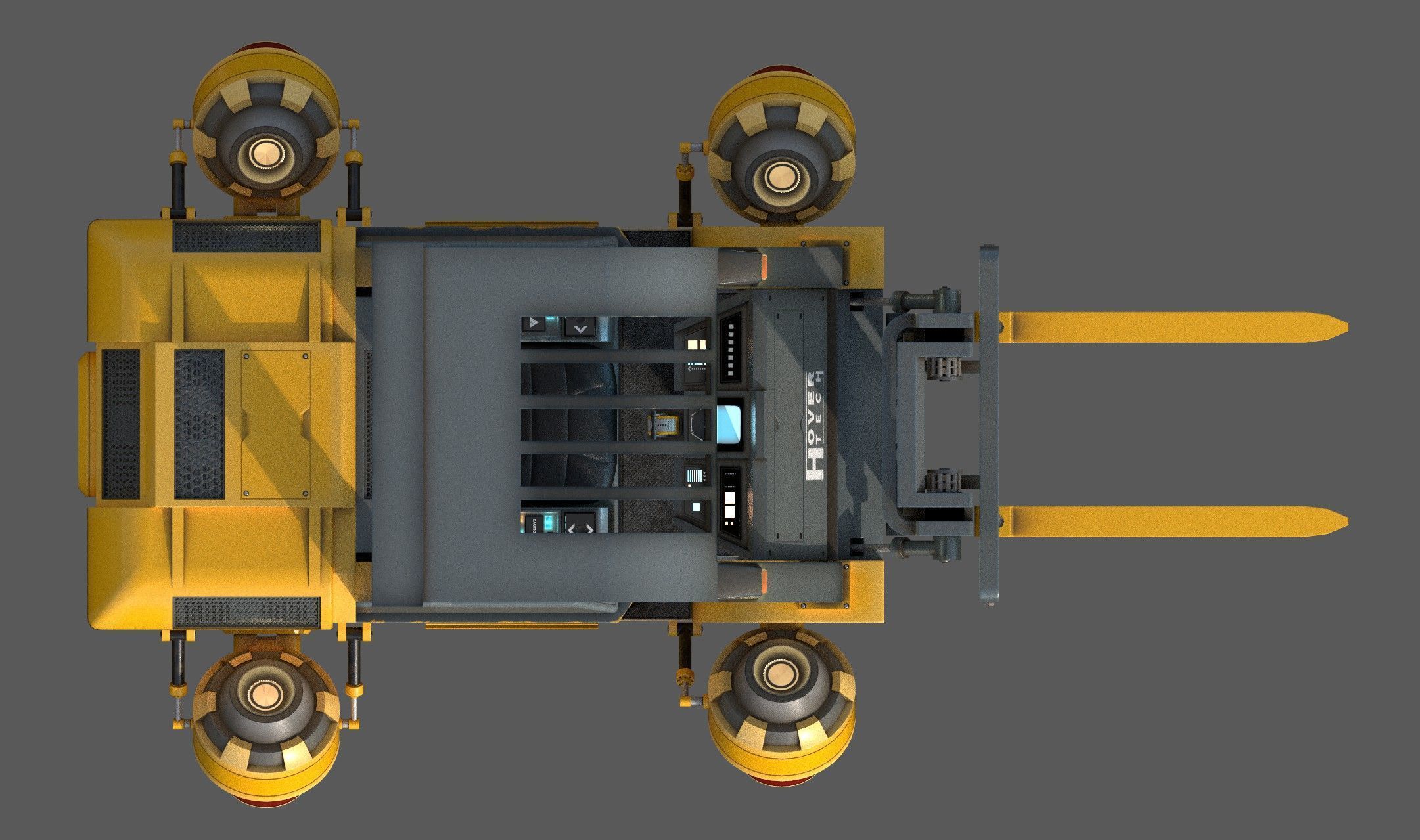 Scifi HoverForklift Low-poly 3D model_8
