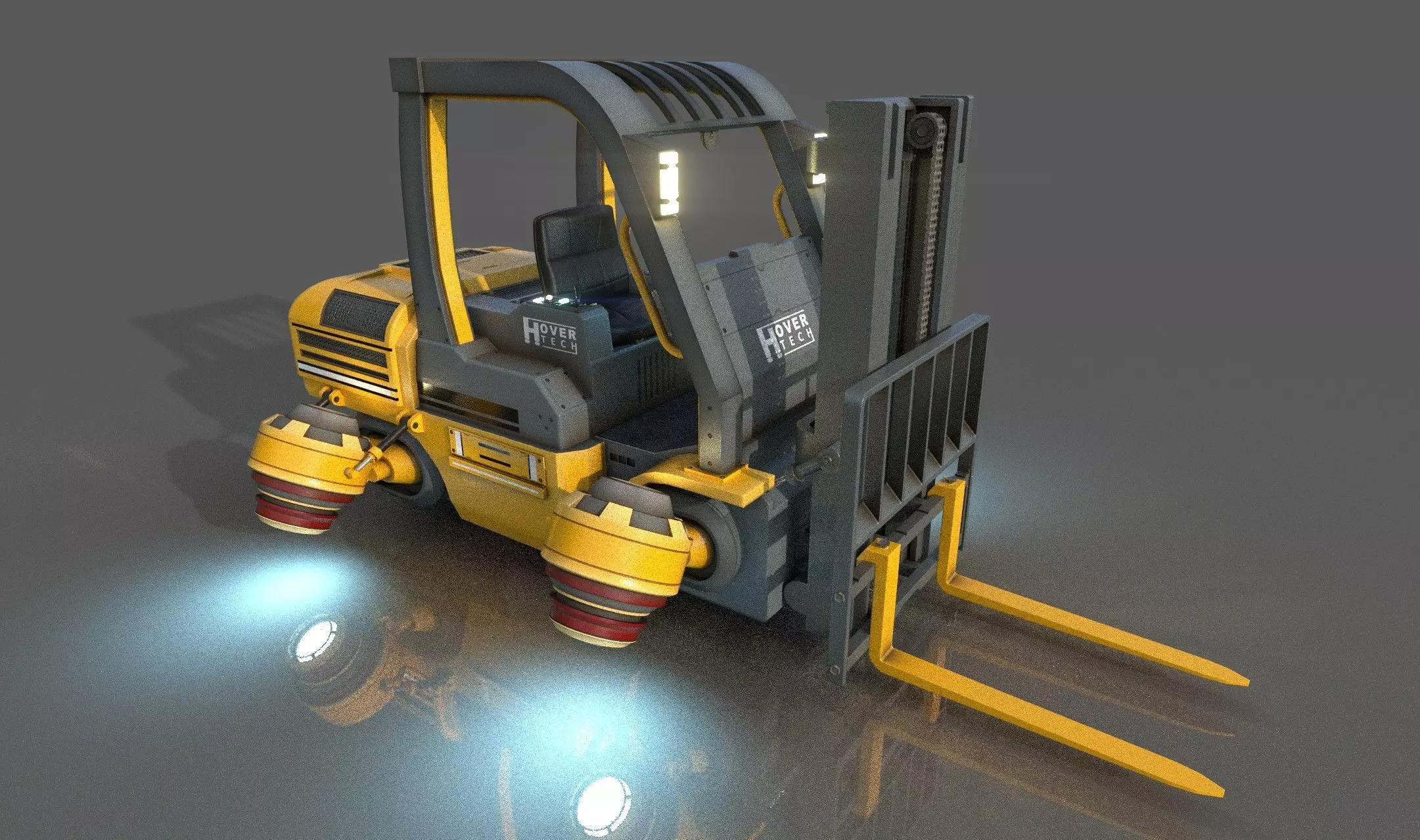 Scifi HoverForklift Low-poly 3D model_0