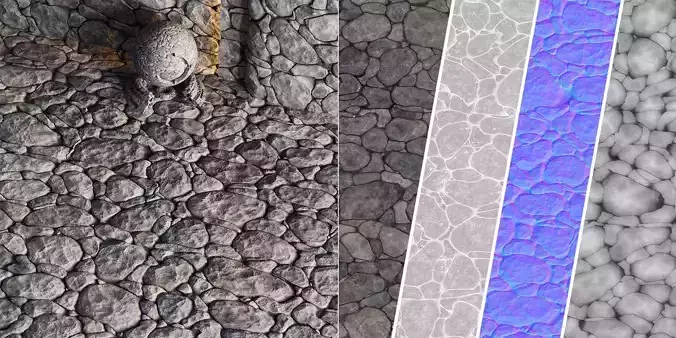 H93 Stone Field - PBR - 4K - Seamless Low-poly 3D model