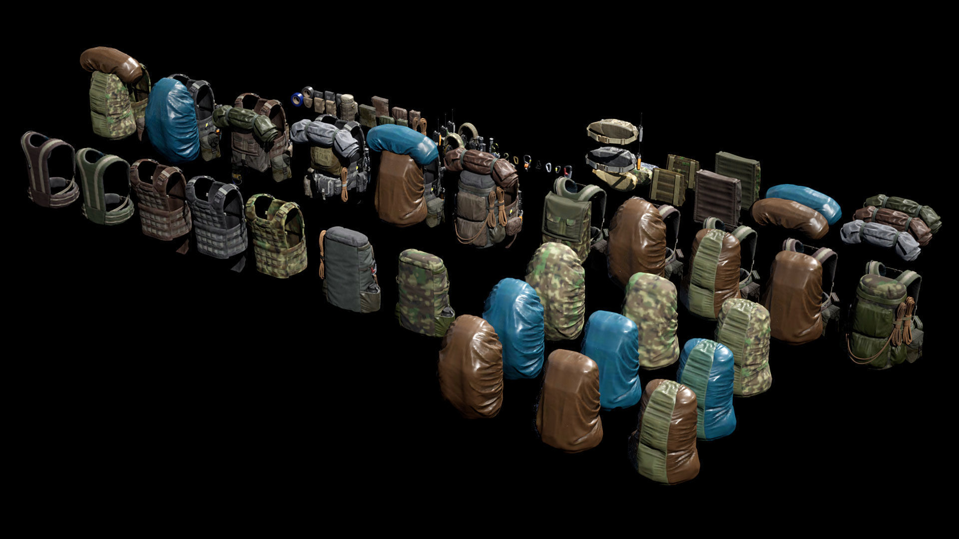 Vest backpacks Bags Pouches and Survival Kits Low-poly 3D model_23