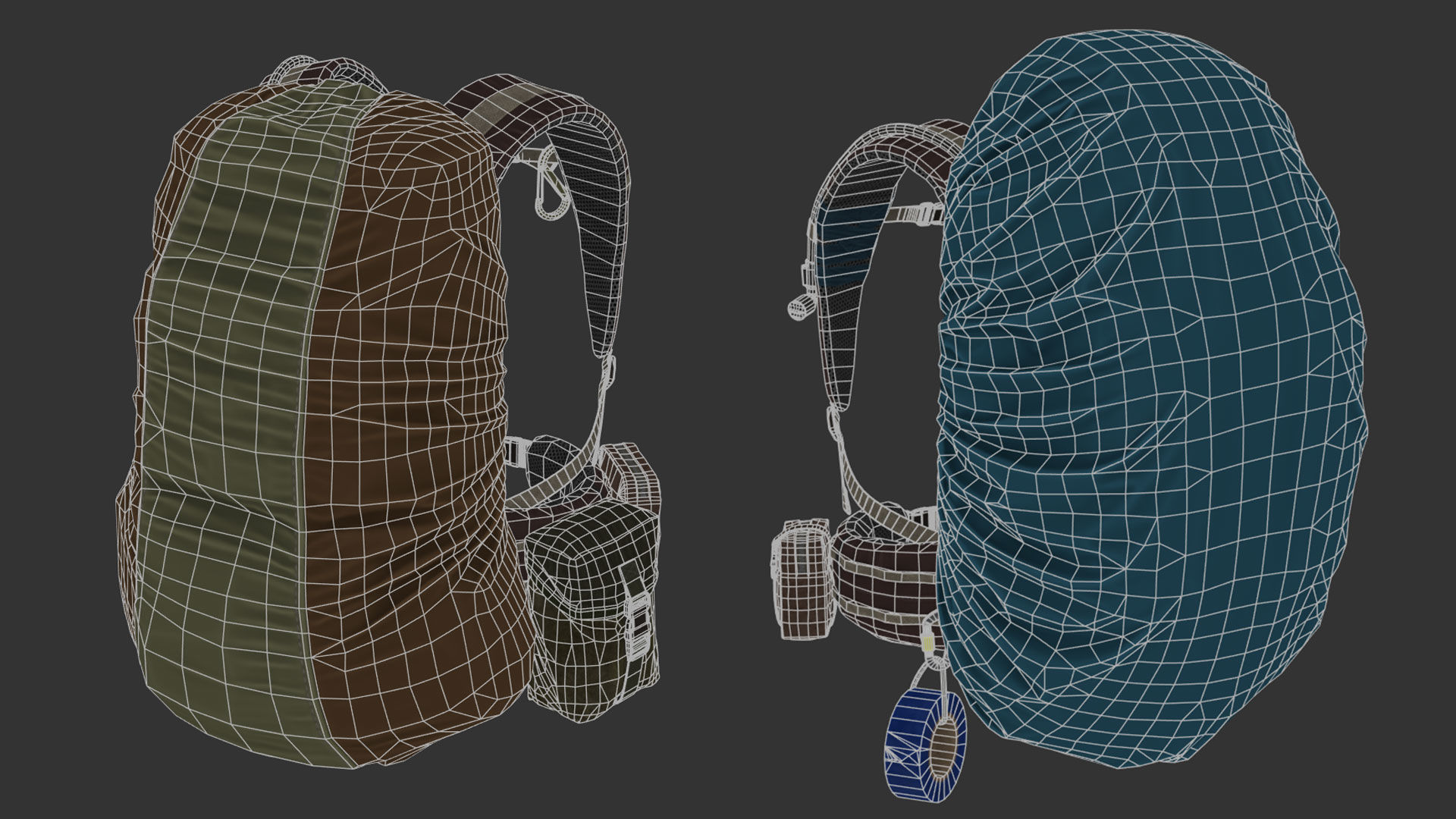 Vest backpacks Bags Pouches and Survival Kits Low-poly 3D model_27