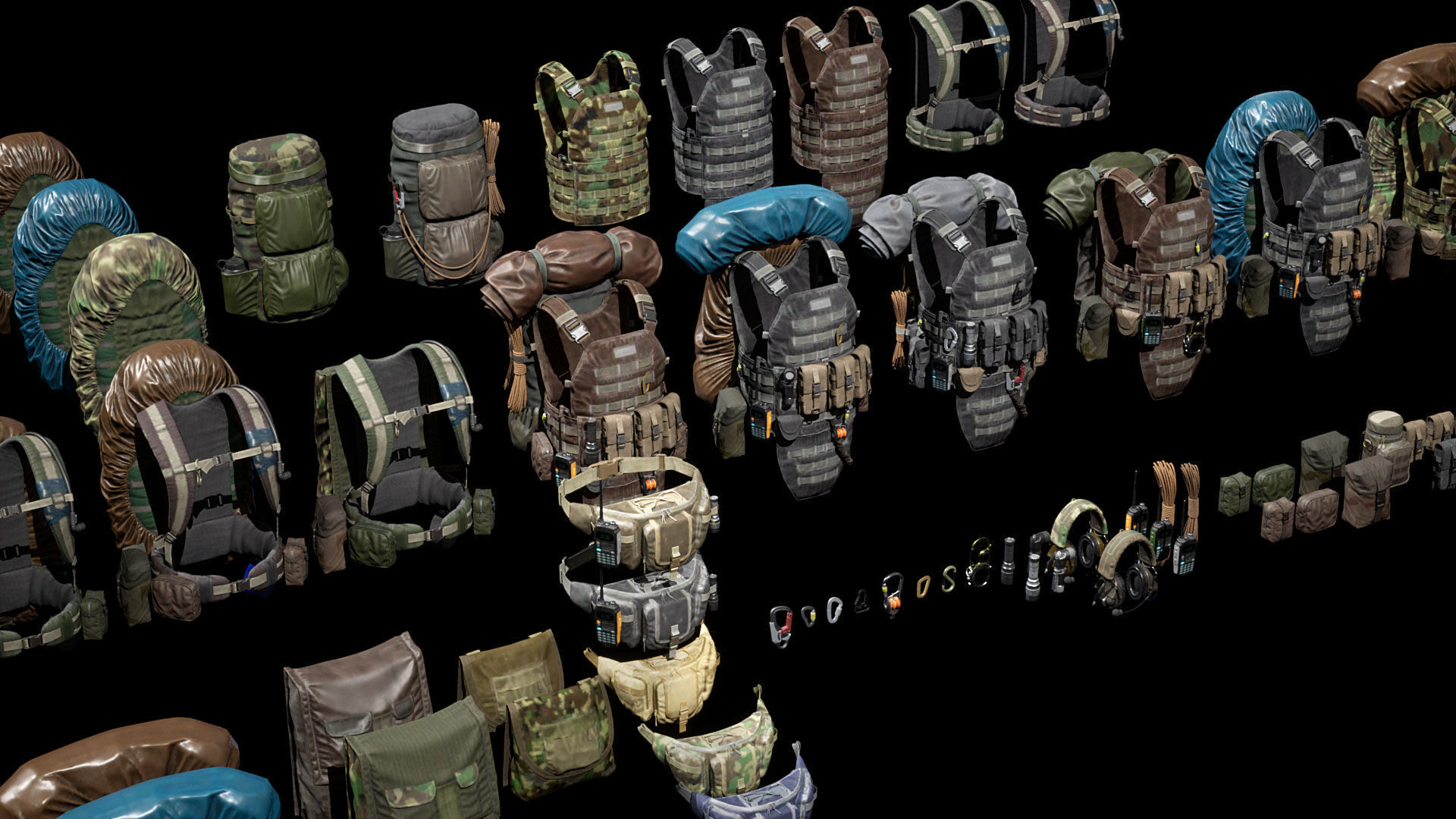 Vest backpacks Bags Pouches and Survival Kits Low-poly 3D model_18