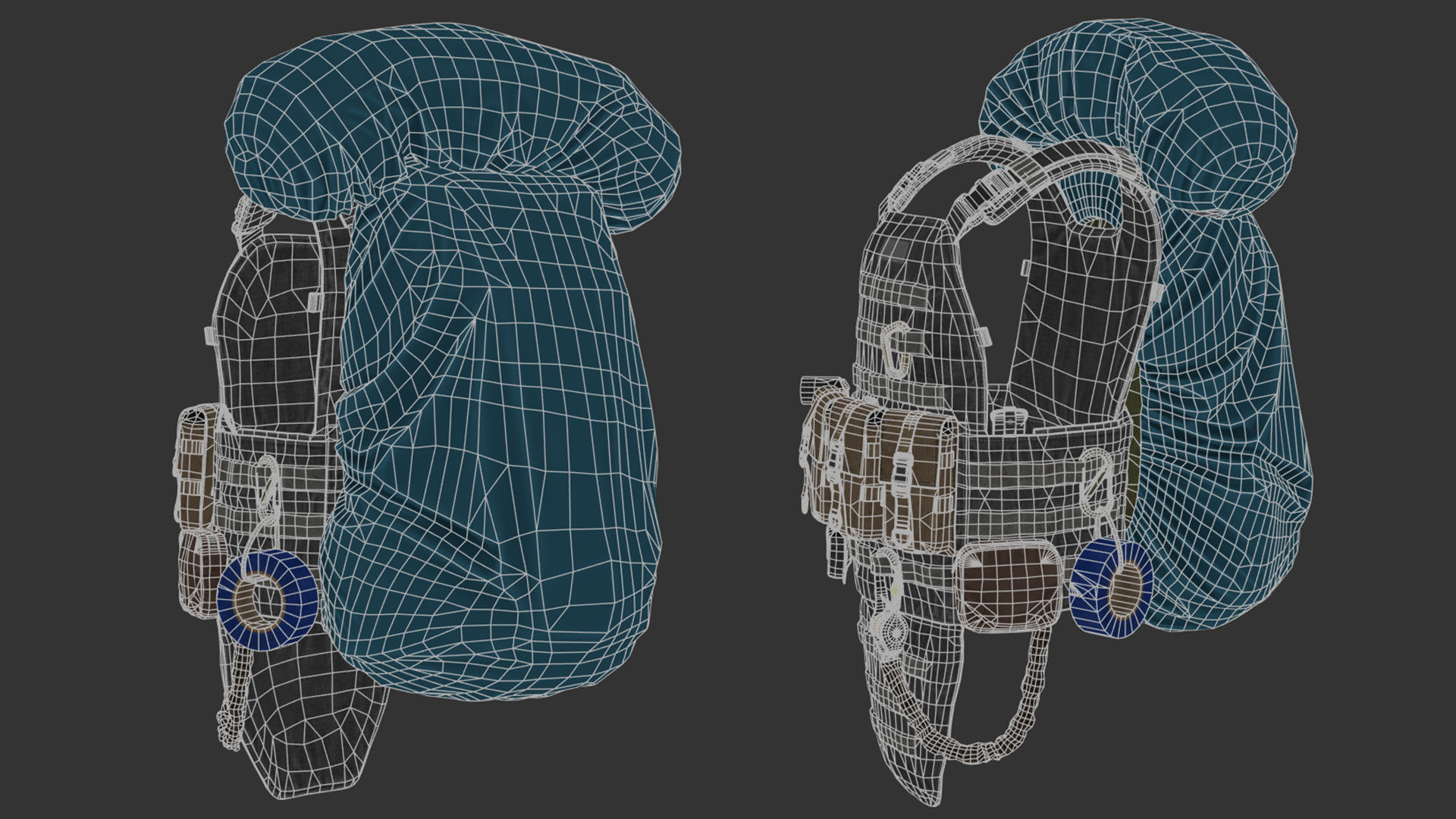 Vest backpacks Bags Pouches and Survival Kits Low-poly 3D model_34