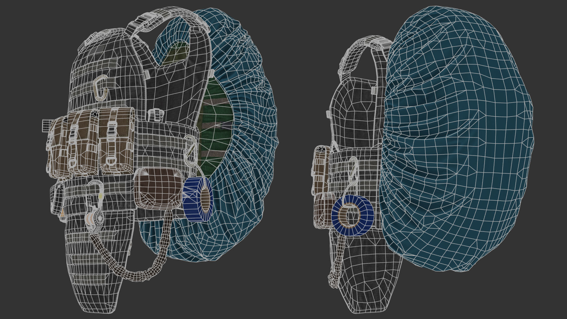 Vest backpacks Bags Pouches and Survival Kits Low-poly 3D model_35