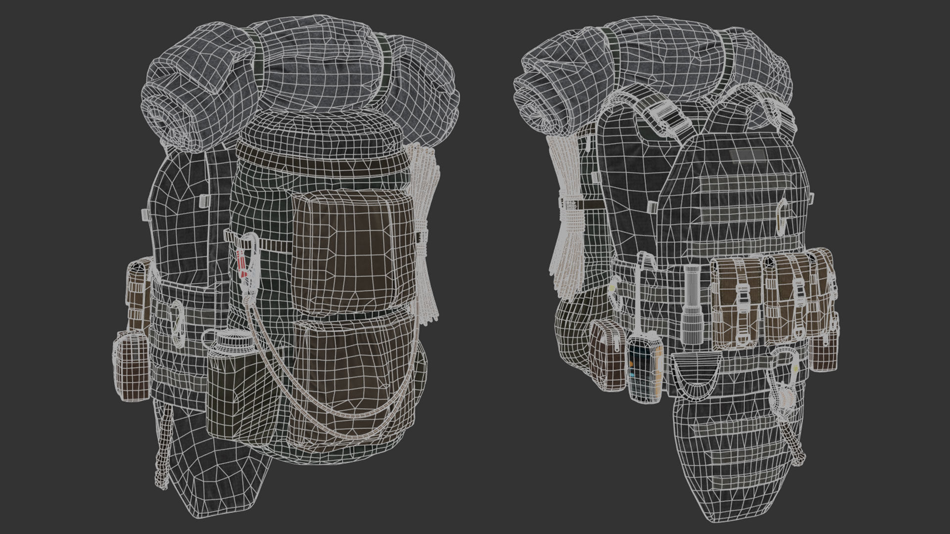 Vest backpacks Bags Pouches and Survival Kits Low-poly 3D model_32