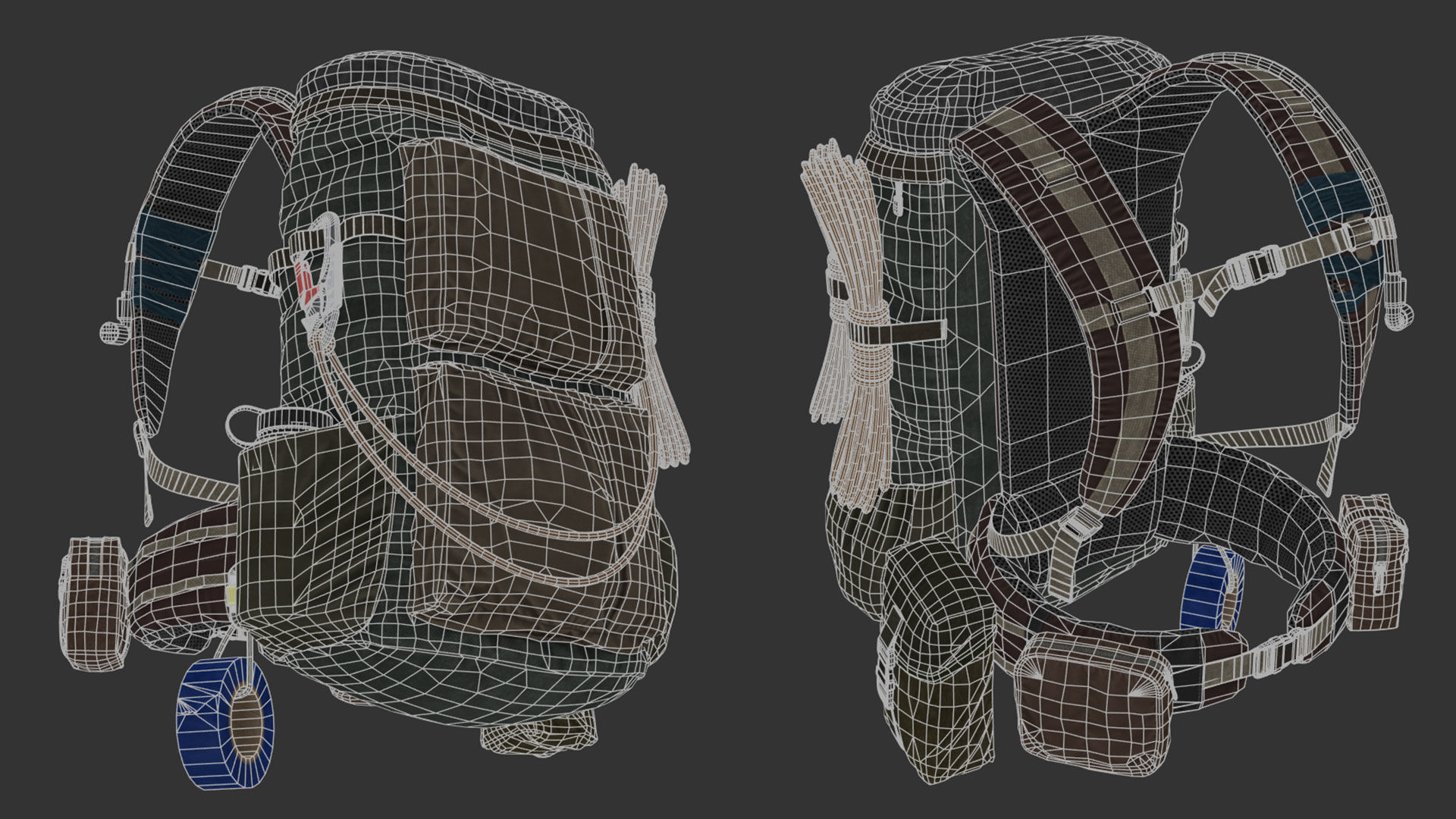 Vest backpacks Bags Pouches and Survival Kits Low-poly 3D model_25