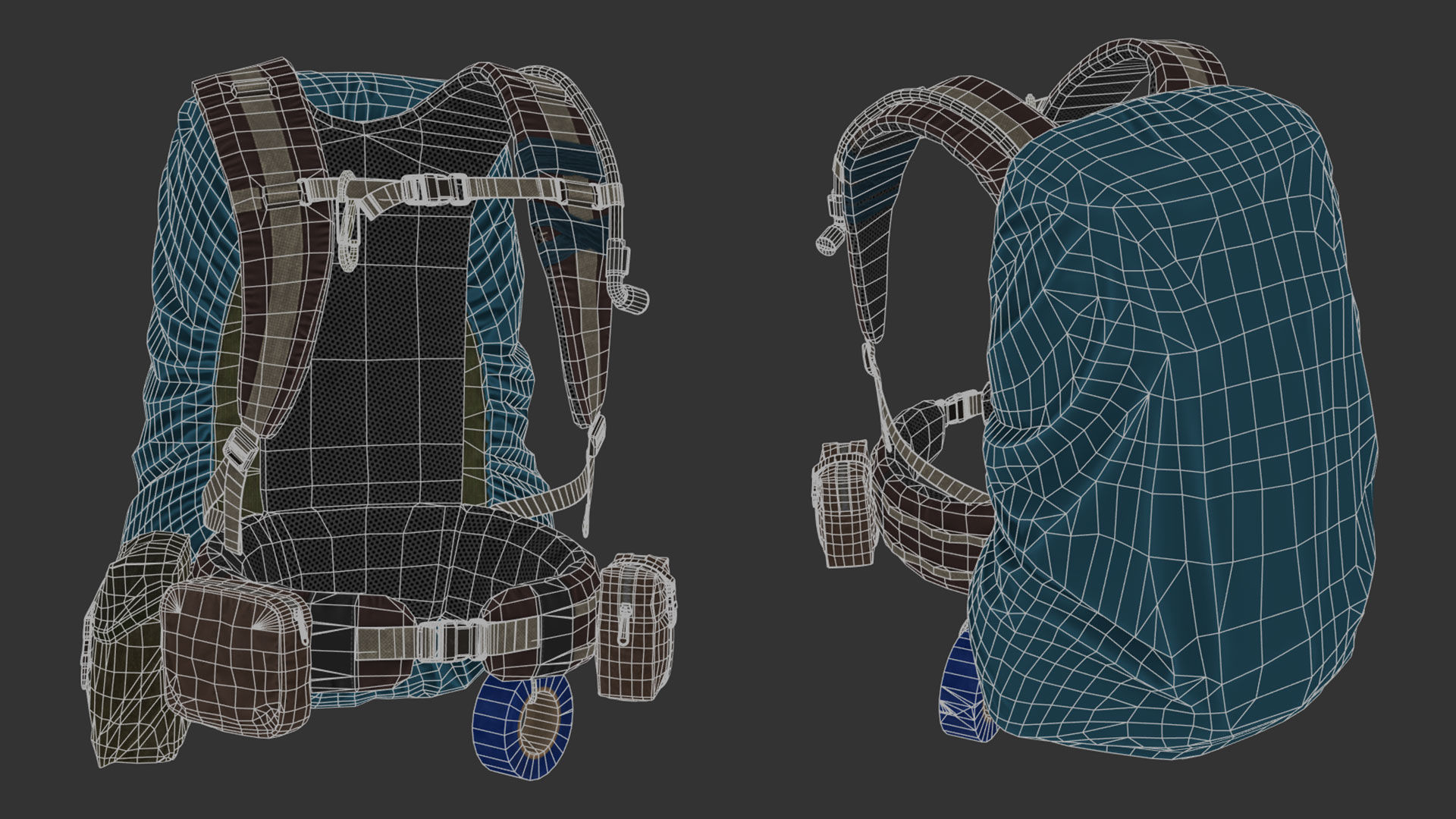 Vest backpacks Bags Pouches and Survival Kits Low-poly 3D model_26