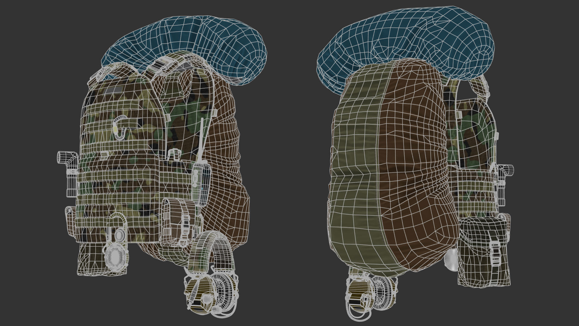 Vest backpacks Bags Pouches and Survival Kits Low-poly 3D model_36