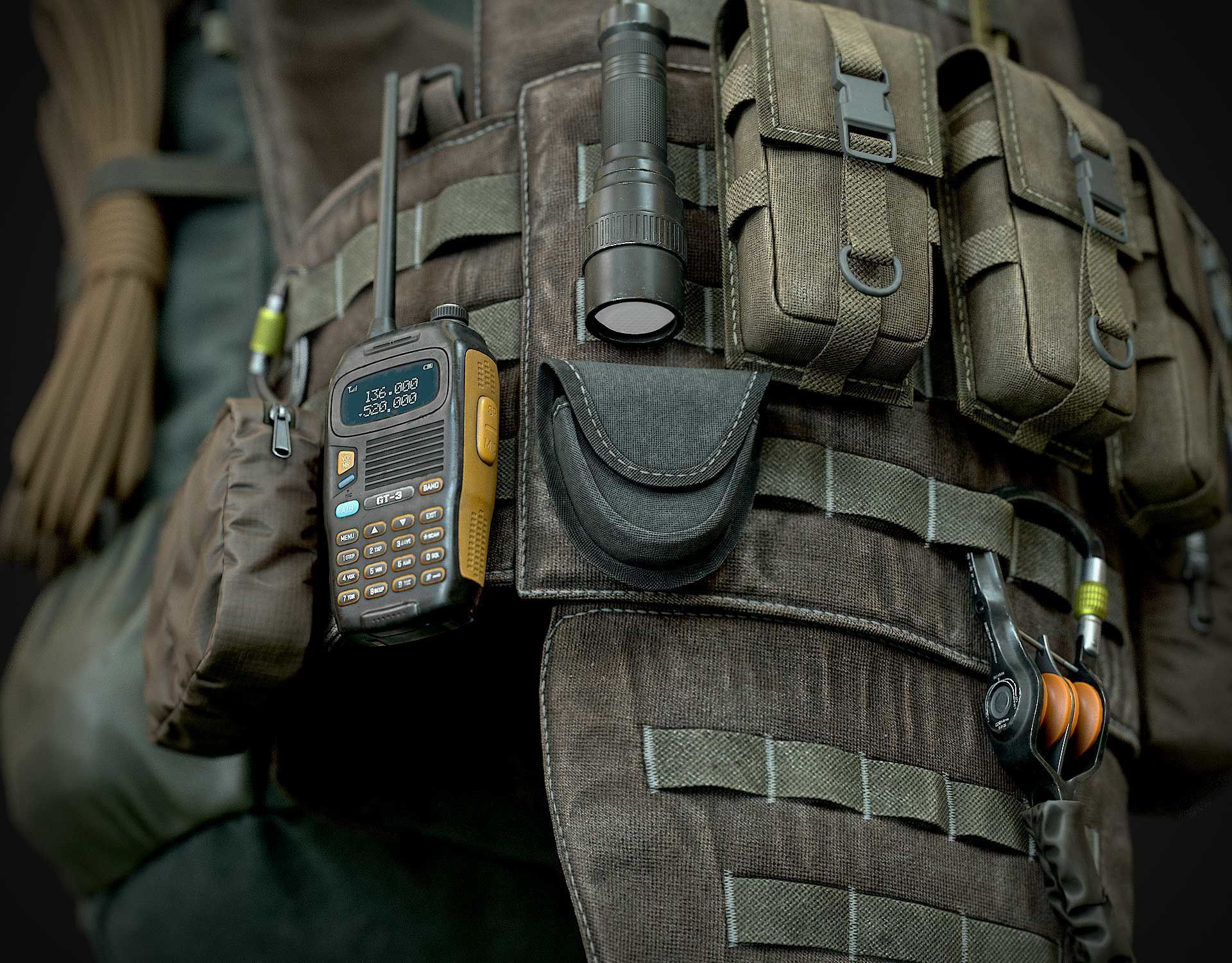 Vest backpacks Bags Pouches and Survival Kits Low-poly 3D model_15