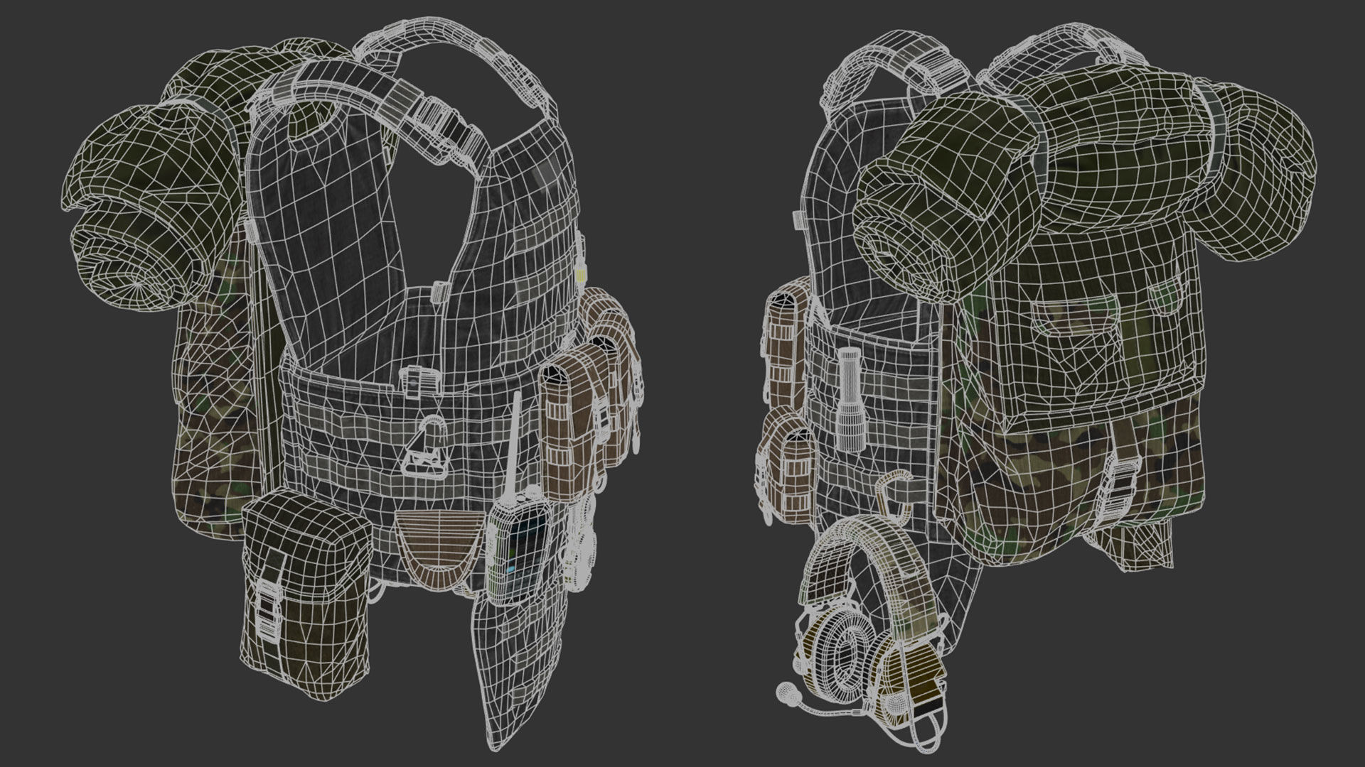 Vest backpacks Bags Pouches and Survival Kits Low-poly 3D model_31