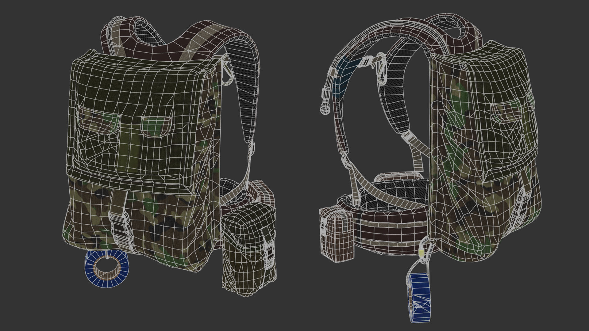 Vest backpacks Bags Pouches and Survival Kits Low-poly 3D model_28