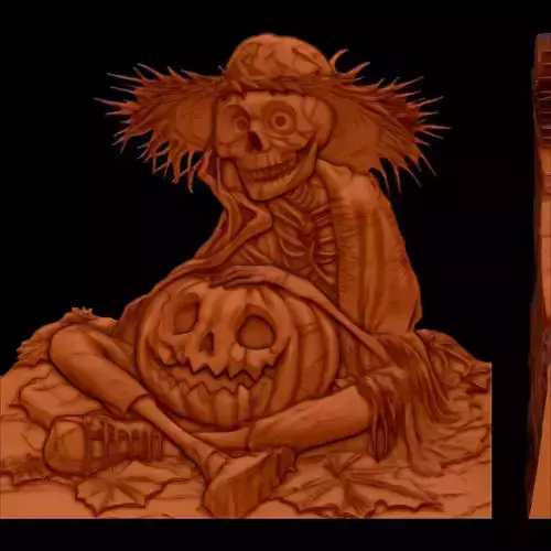 The Grinning Halloween Skeleton STL file for 3d Printing or CNC 3D print model