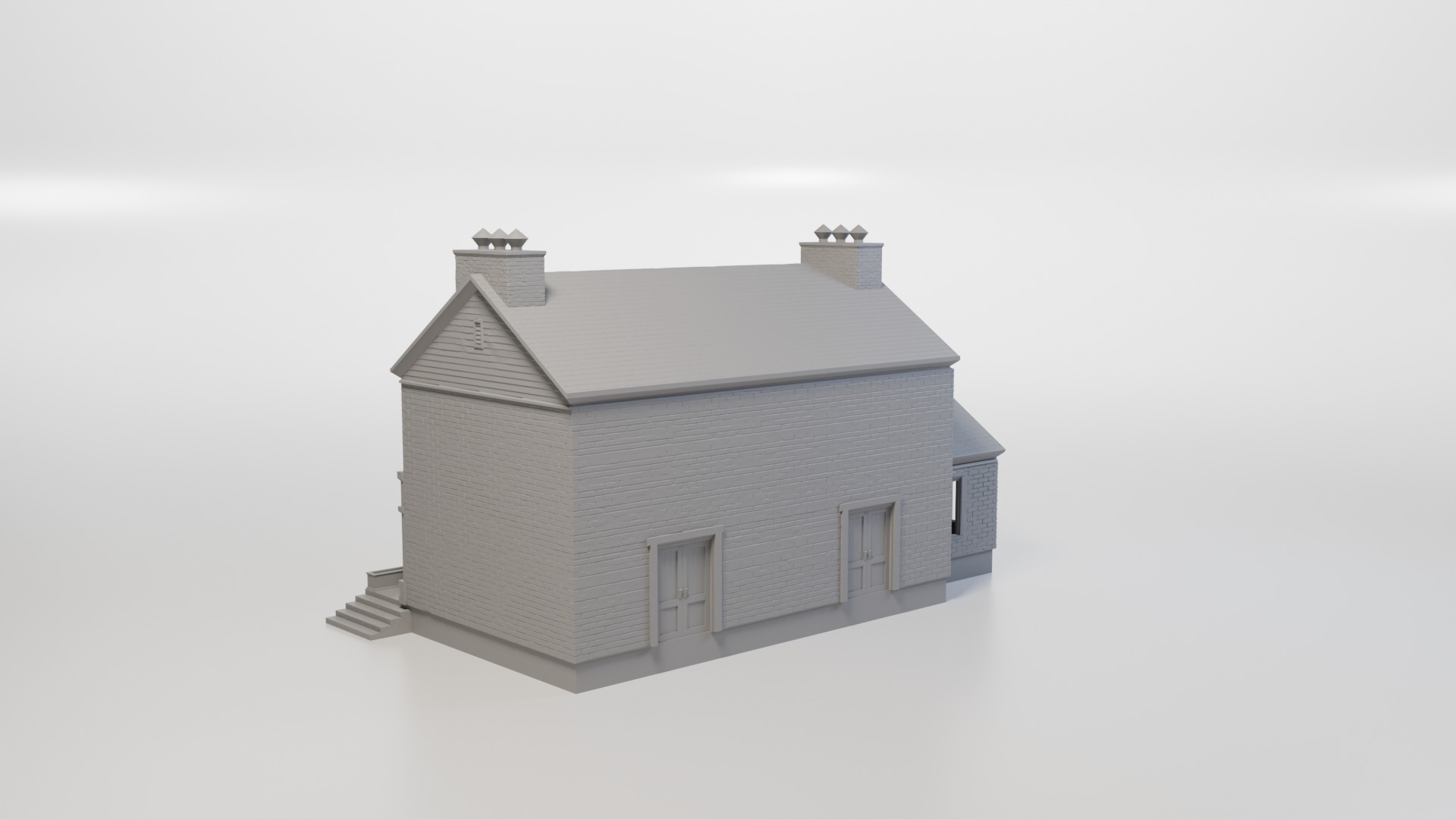 Model Railway - HO Scale - Brick Roadside Pub - 4 Variations 3D print model_3