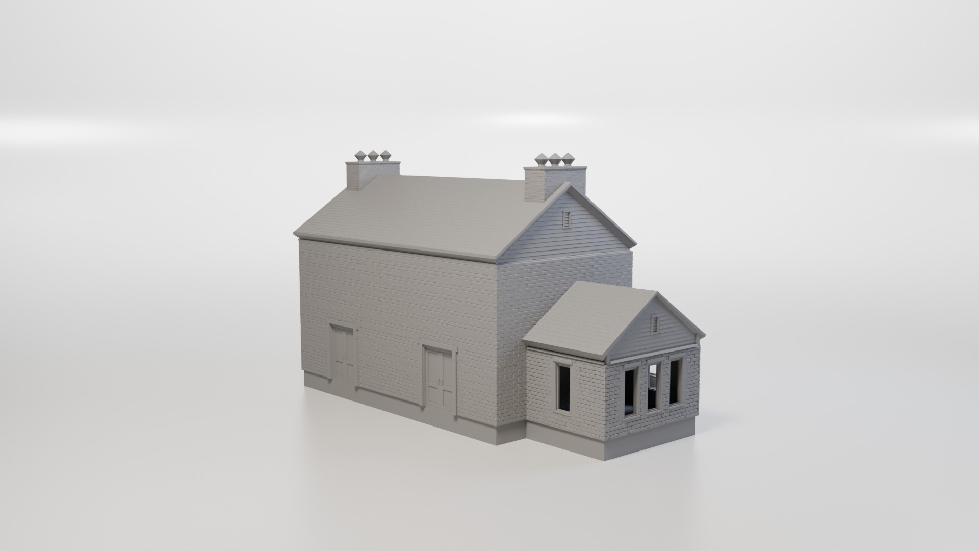 Model Railway - HO Scale - Brick Roadside Pub - 4 Variations 3D print model_2