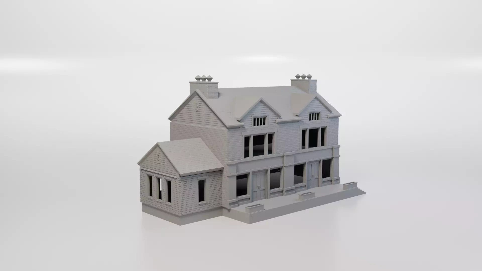 Model Railway - HO Scale - Brick Roadside Pub - 4 Variations 3D print model_0