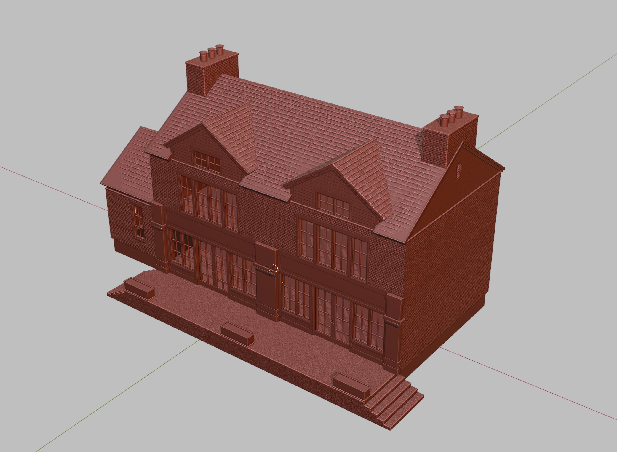 Model Railway - HO Scale - Brick Roadside Pub - 4 Variations 3D print model_7
