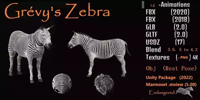 Imperial Zebra Low-poly 3D model