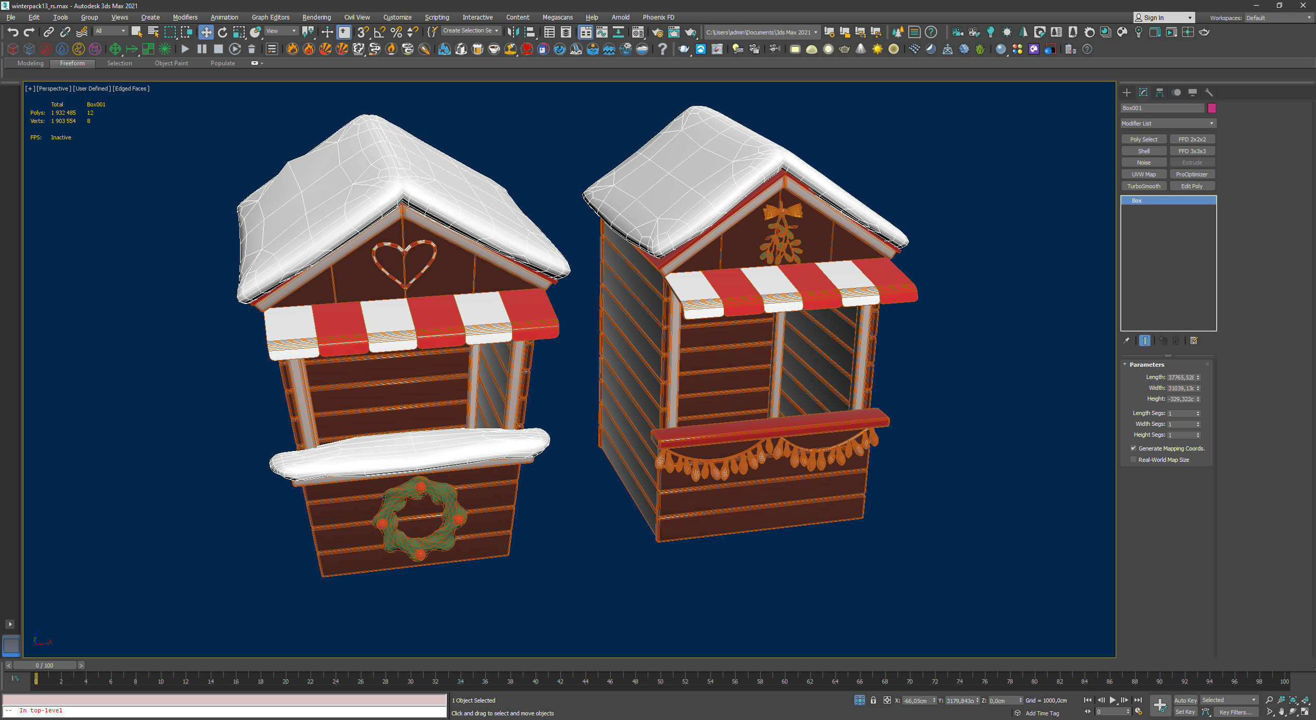Stylized Winter City Asset Pack 200 Assets Low-poly 3D model_47