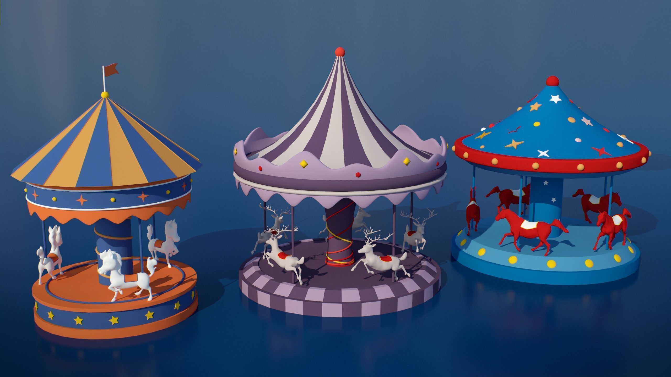 Stylized Winter City Asset Pack 200 Assets Low-poly 3D model_4