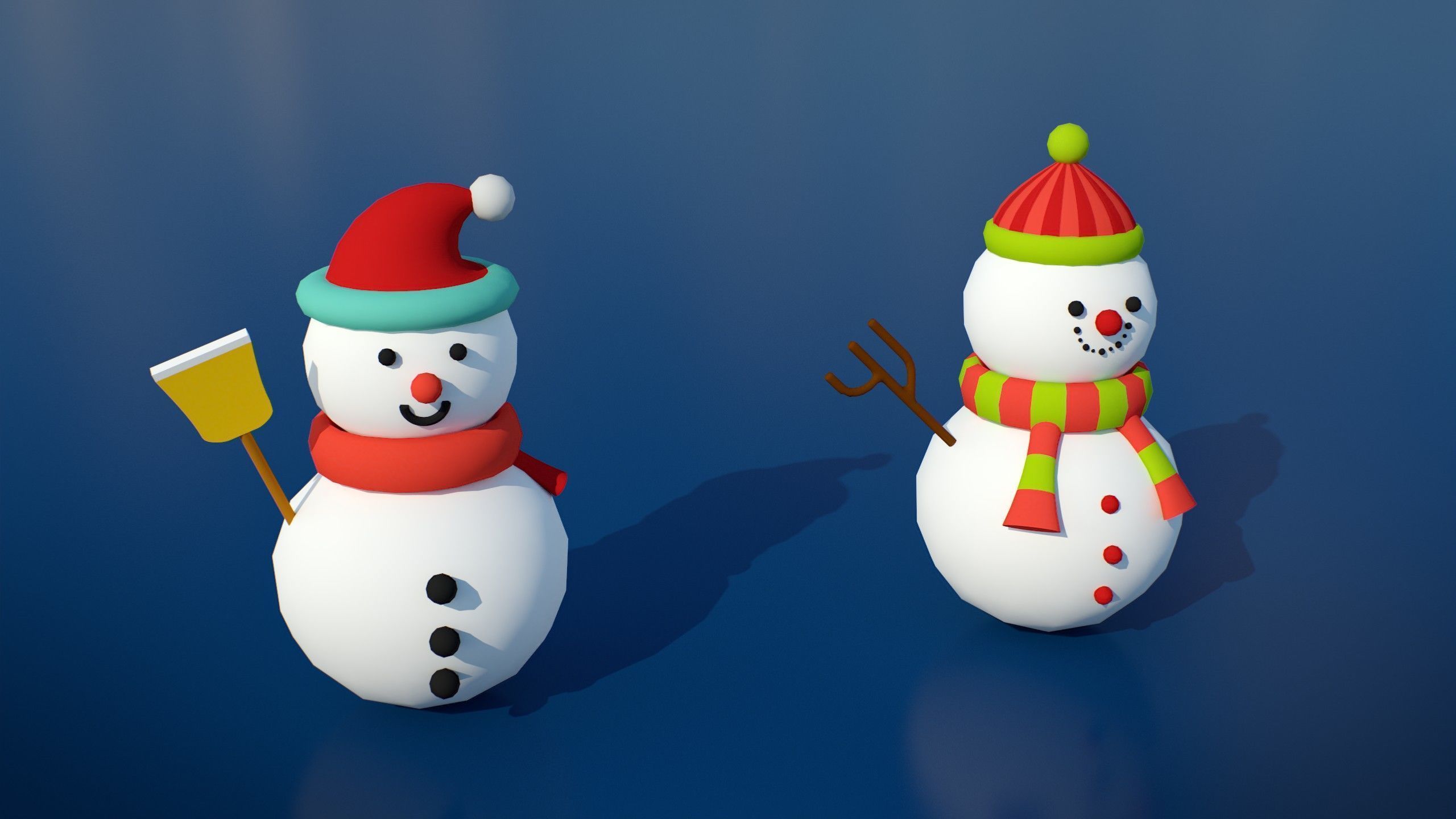 Stylized Winter City Asset Pack 200 Assets Low-poly 3D model_28