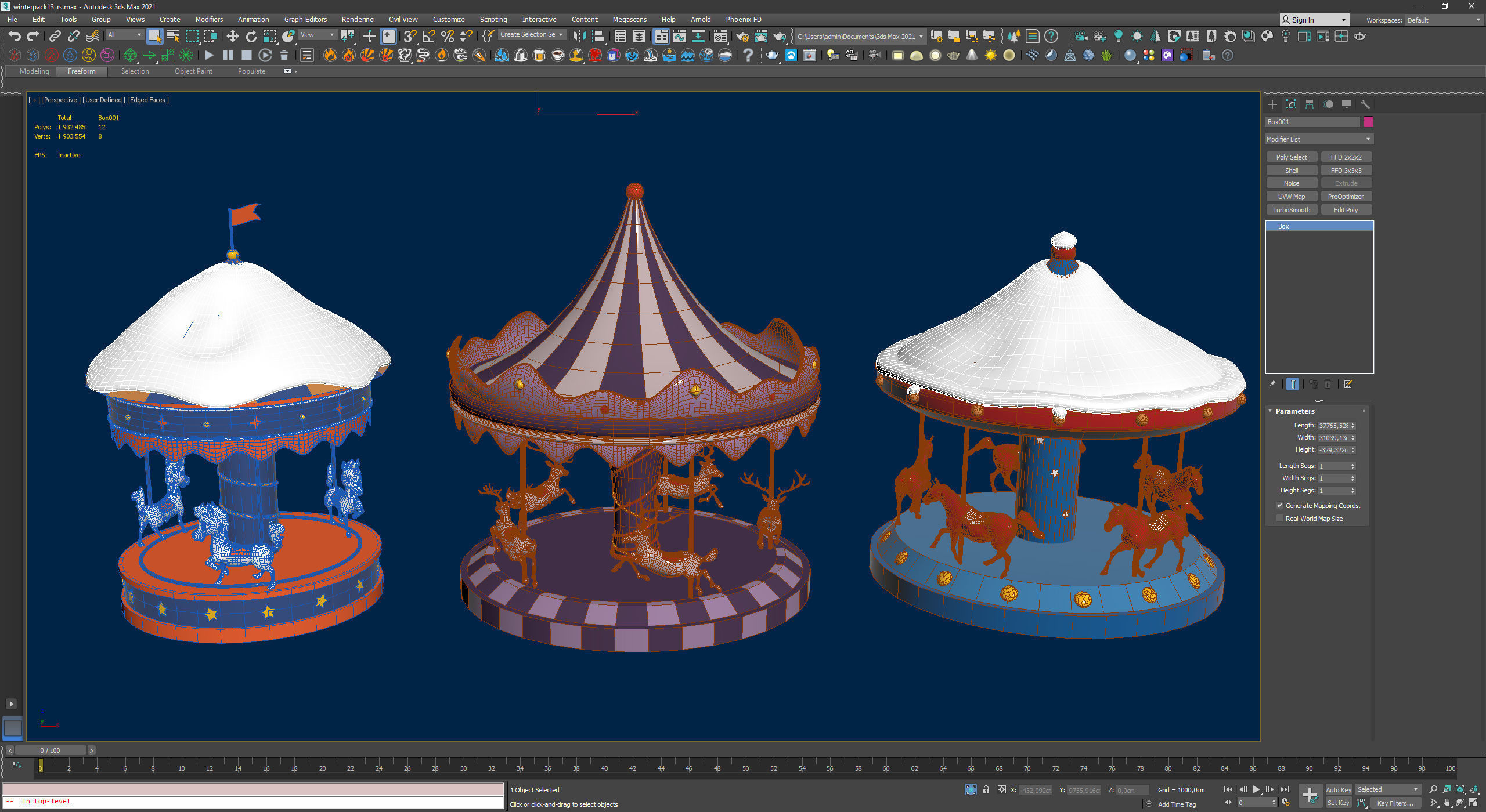 Stylized Winter City Asset Pack 200 Assets Low-poly 3D model_46