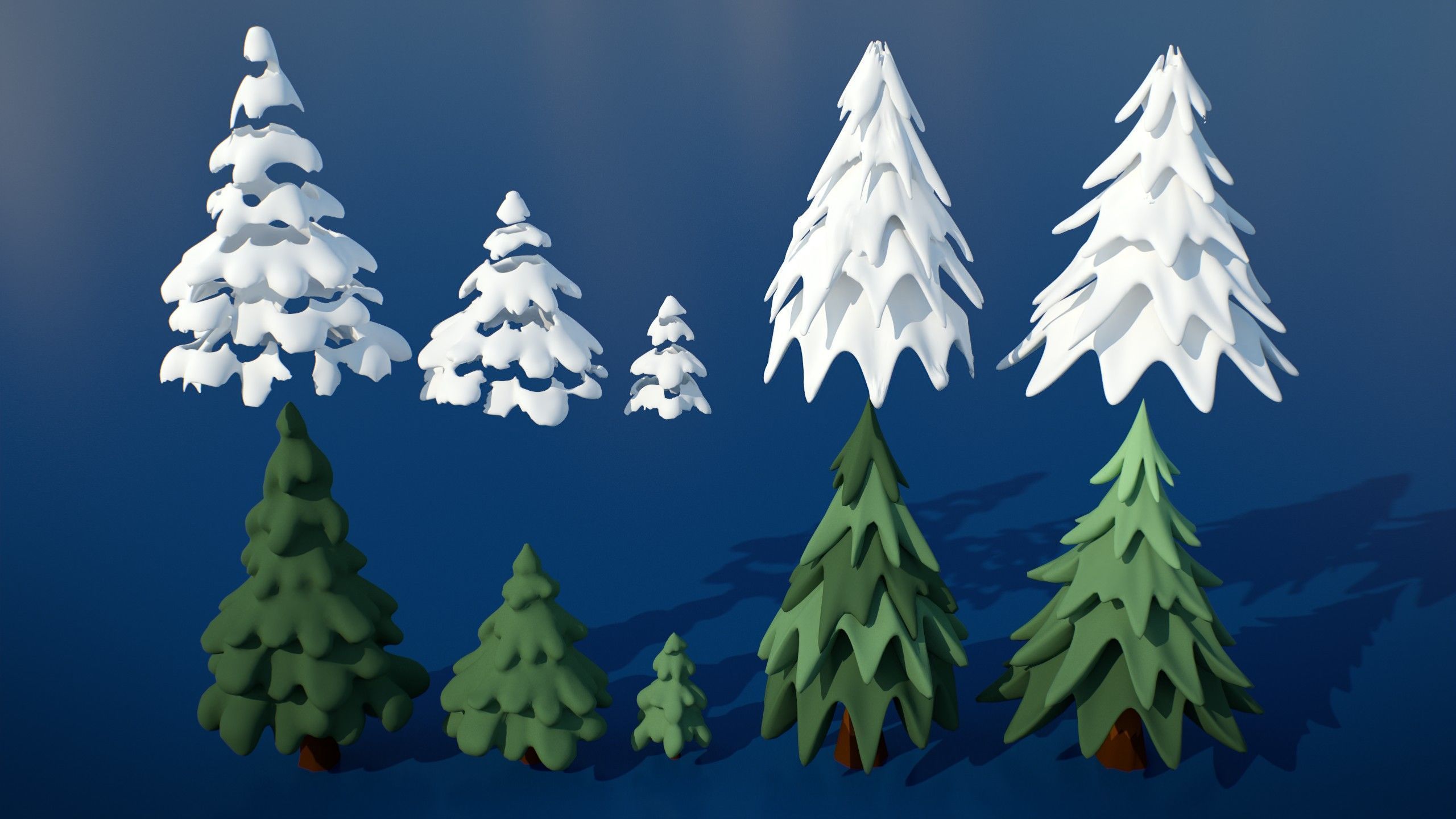 Stylized Winter City Asset Pack 200 Assets Low-poly 3D model_15