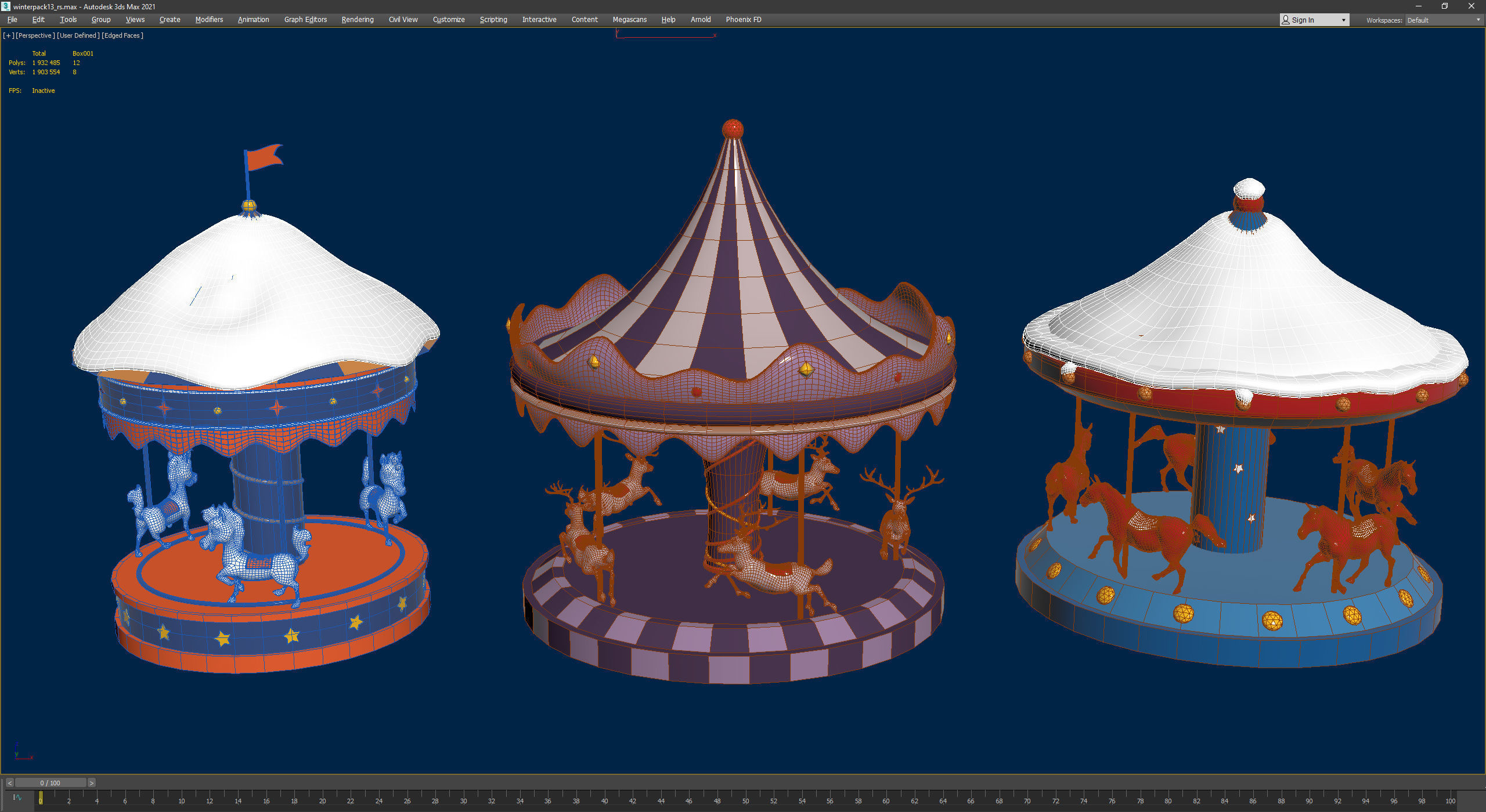 Stylized Winter City Asset Pack 200 Assets Low-poly 3D model_45