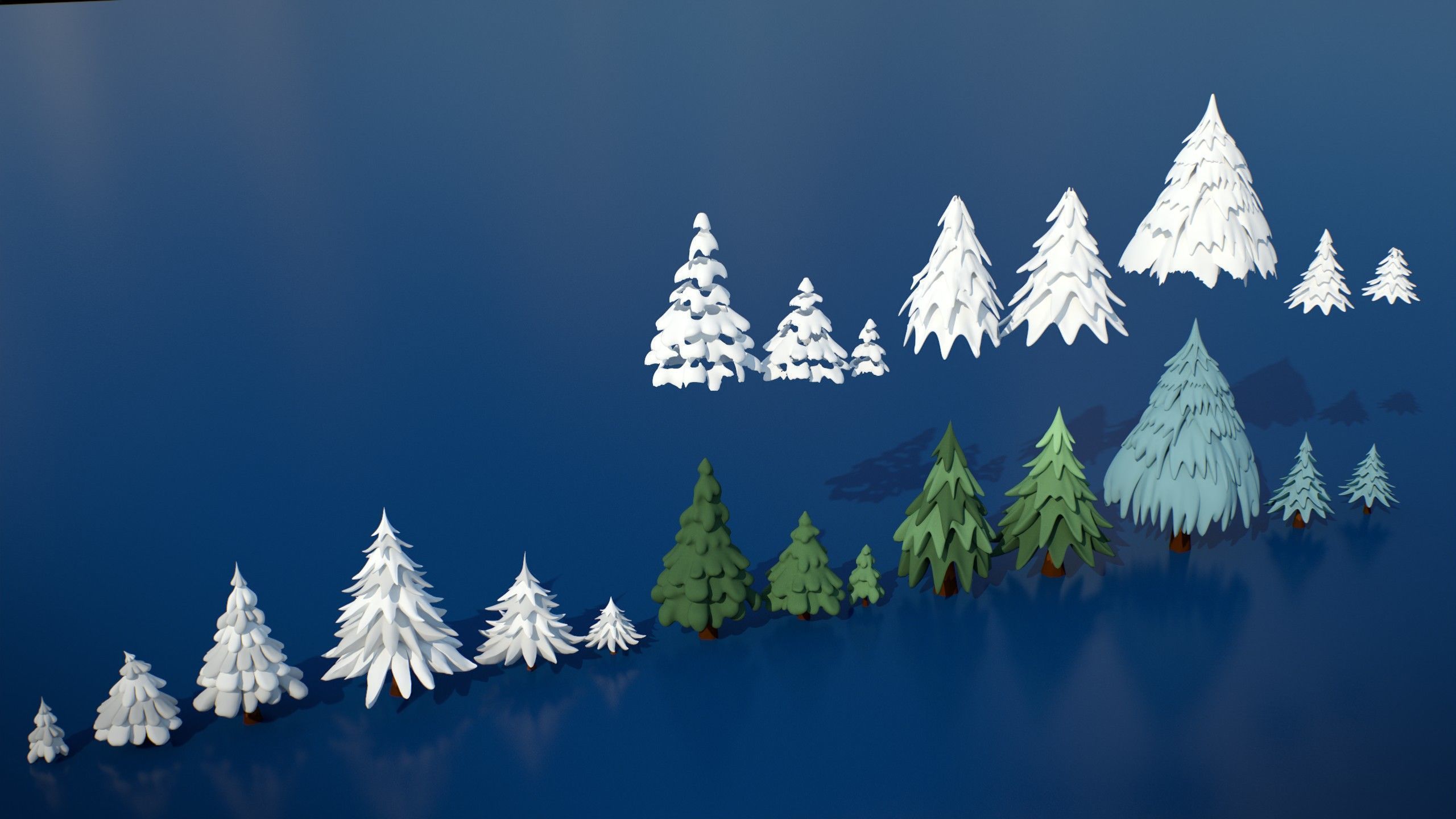 Stylized Winter City Asset Pack 200 Assets Low-poly 3D model_12