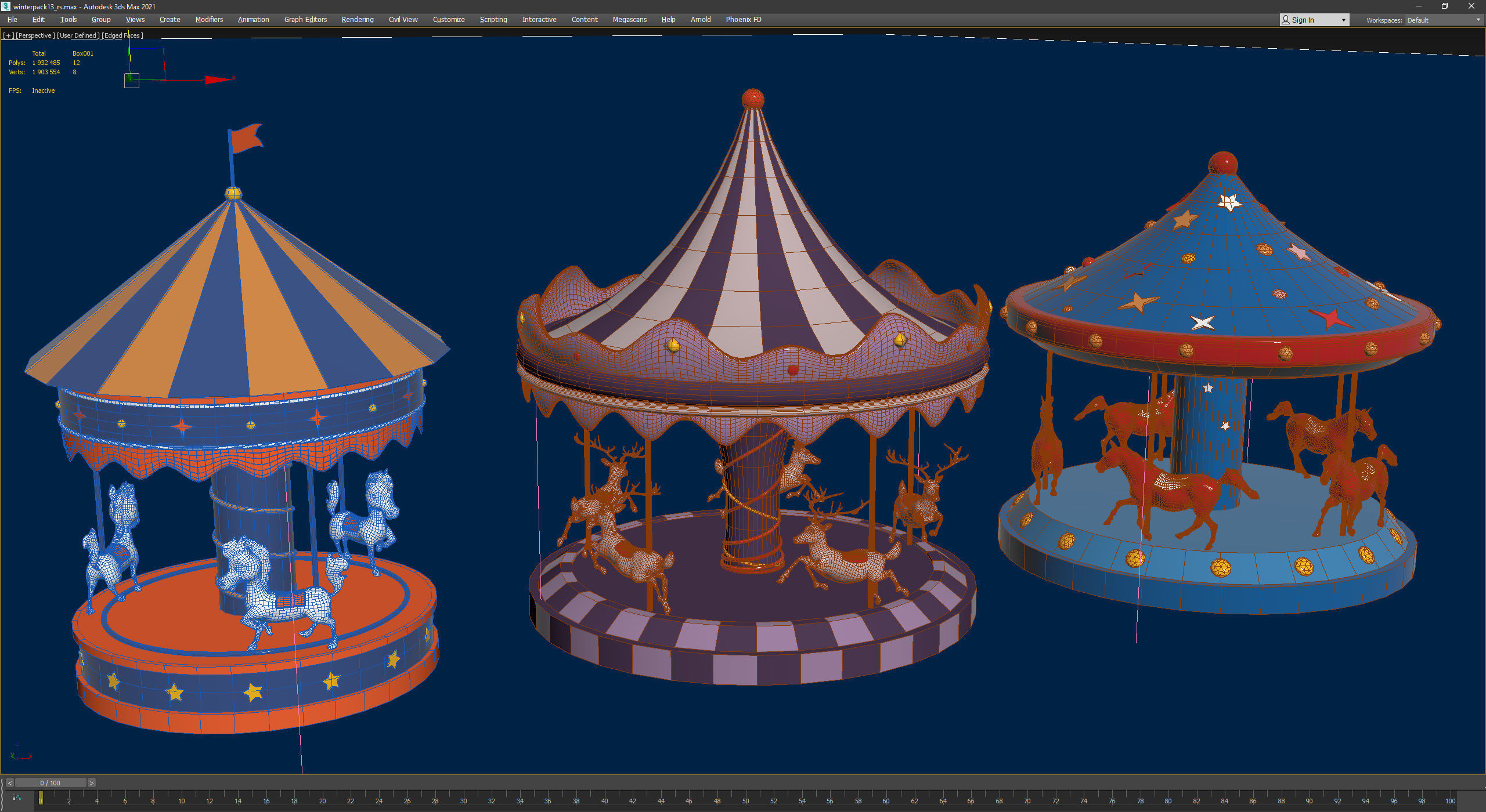 Stylized Winter City Asset Pack 200 Assets Low-poly 3D model_44