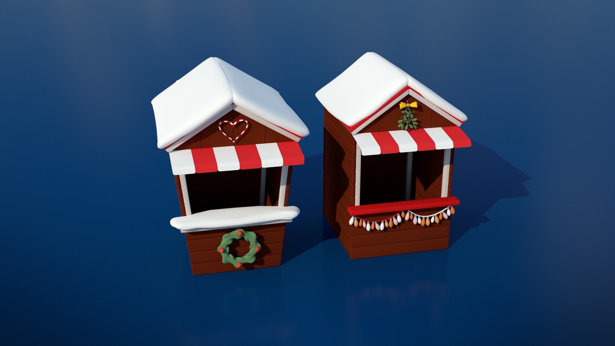 Stylized Winter City Asset Pack 200 Assets Low-poly 3D model_22