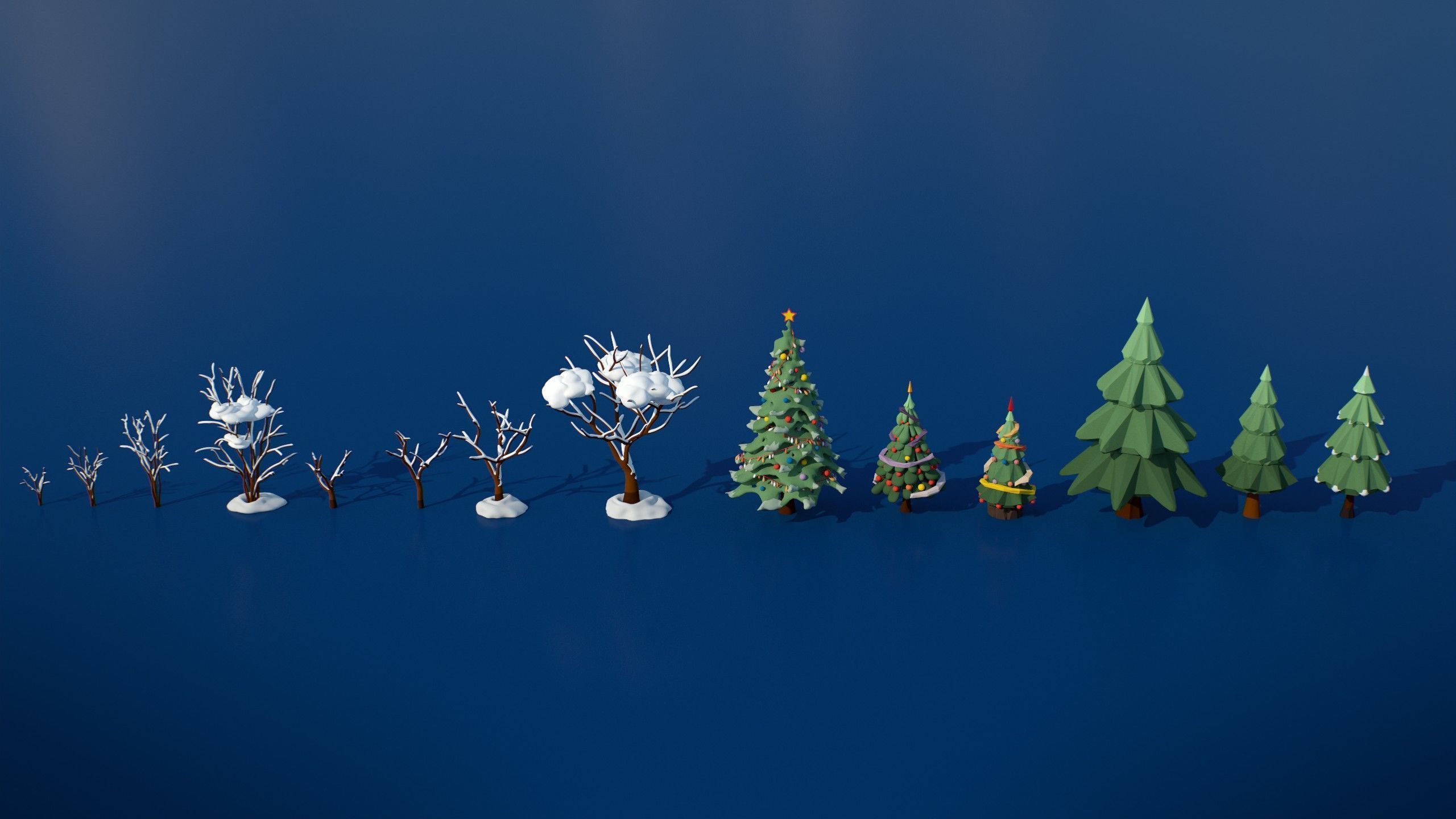 Stylized Winter City Asset Pack 200 Assets Low-poly 3D model_7