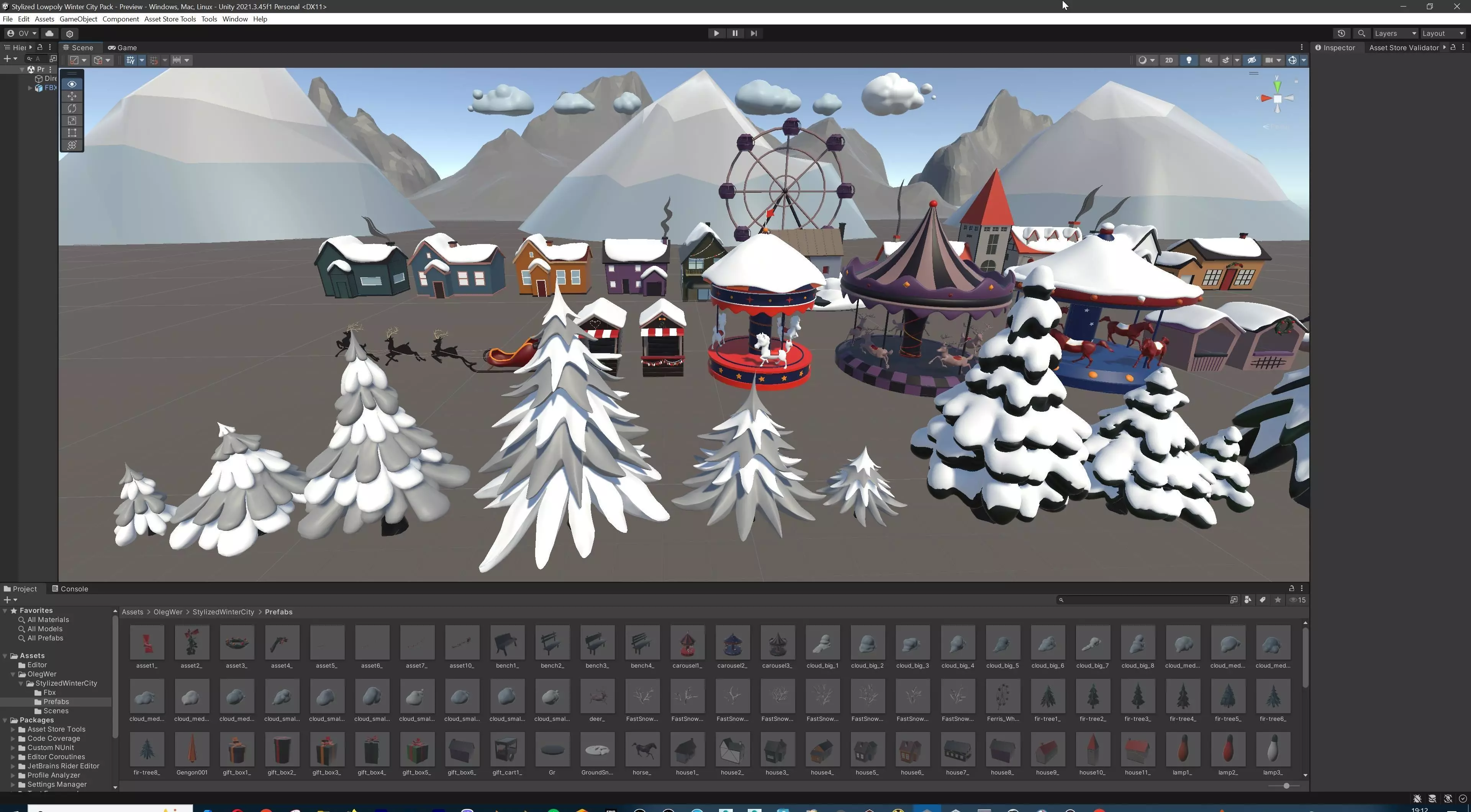 Stylized Winter City Asset Pack 200 Assets Low-poly 3D model_63