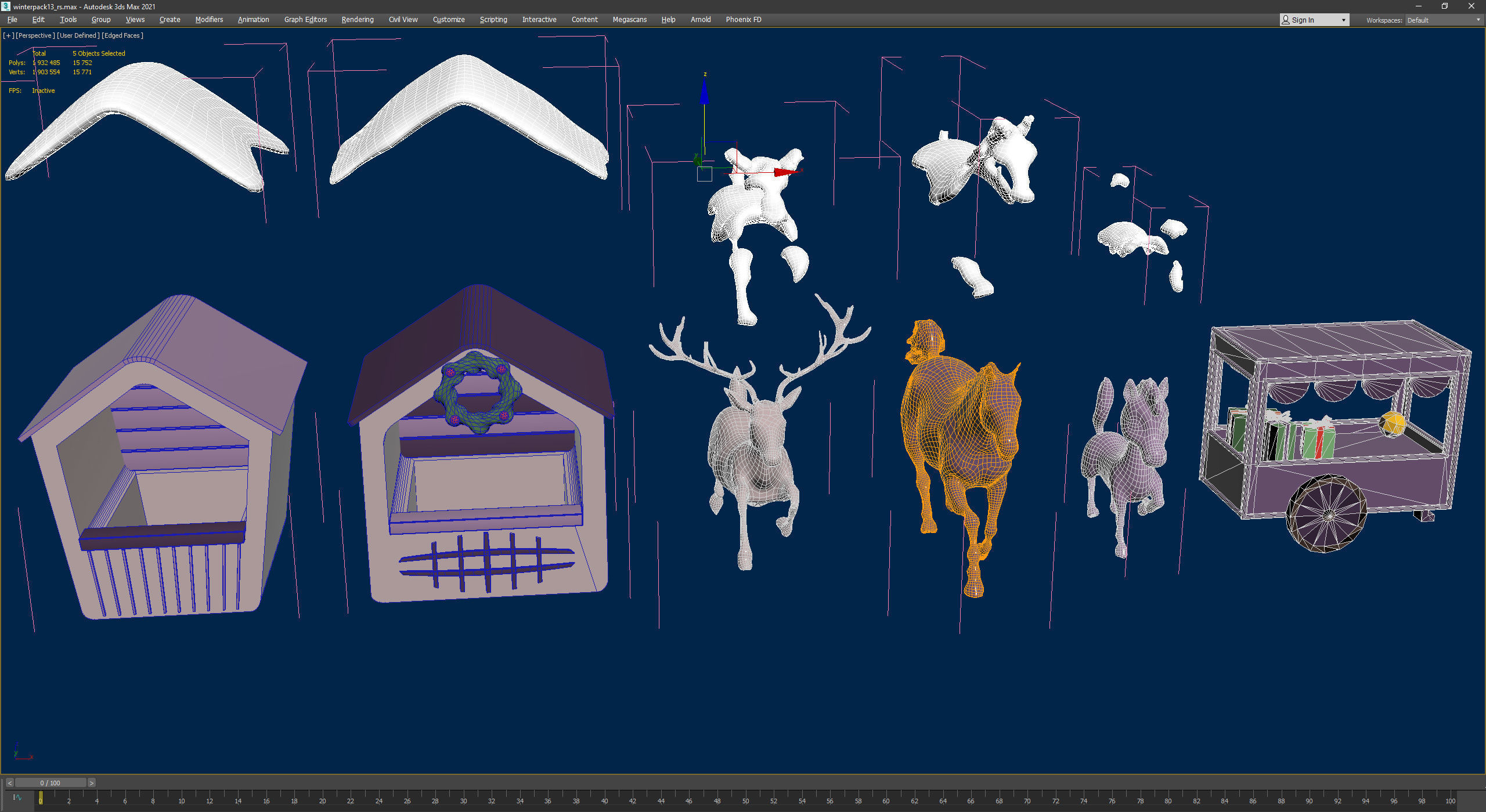Stylized Winter City Asset Pack 200 Assets Low-poly 3D model_43