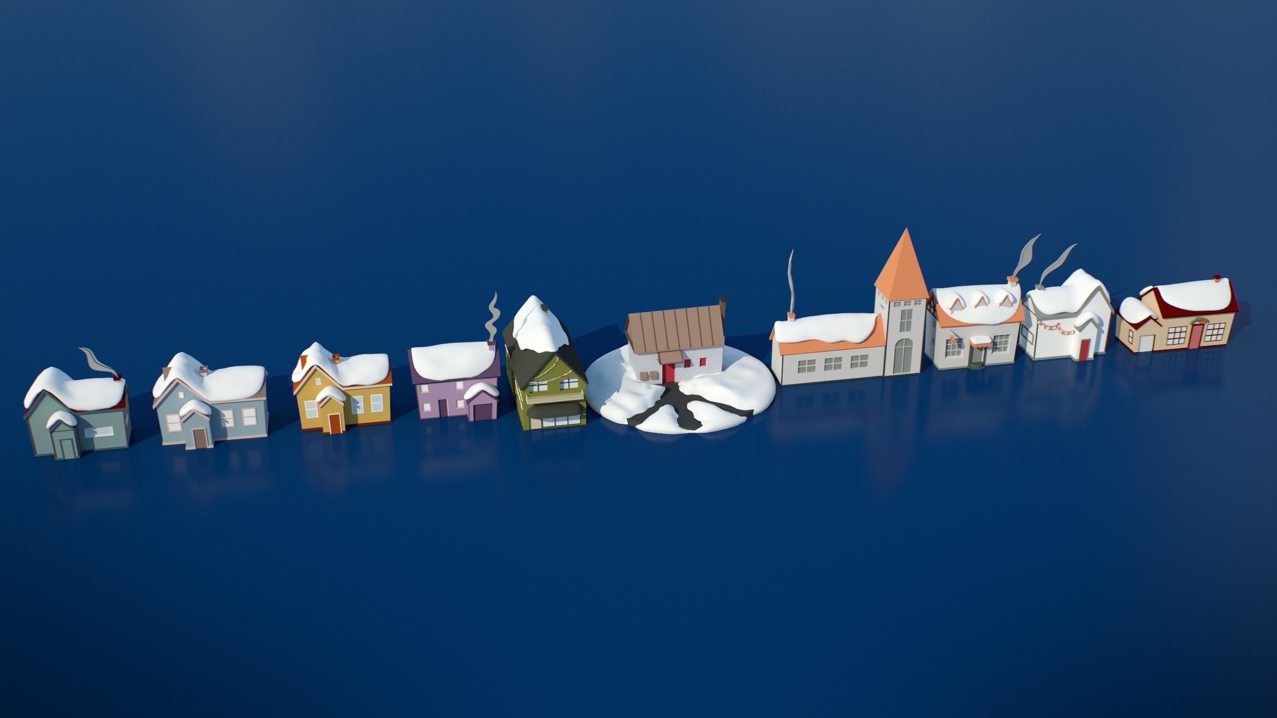 Stylized Winter City Asset Pack 200 Assets Low-poly 3D model_30