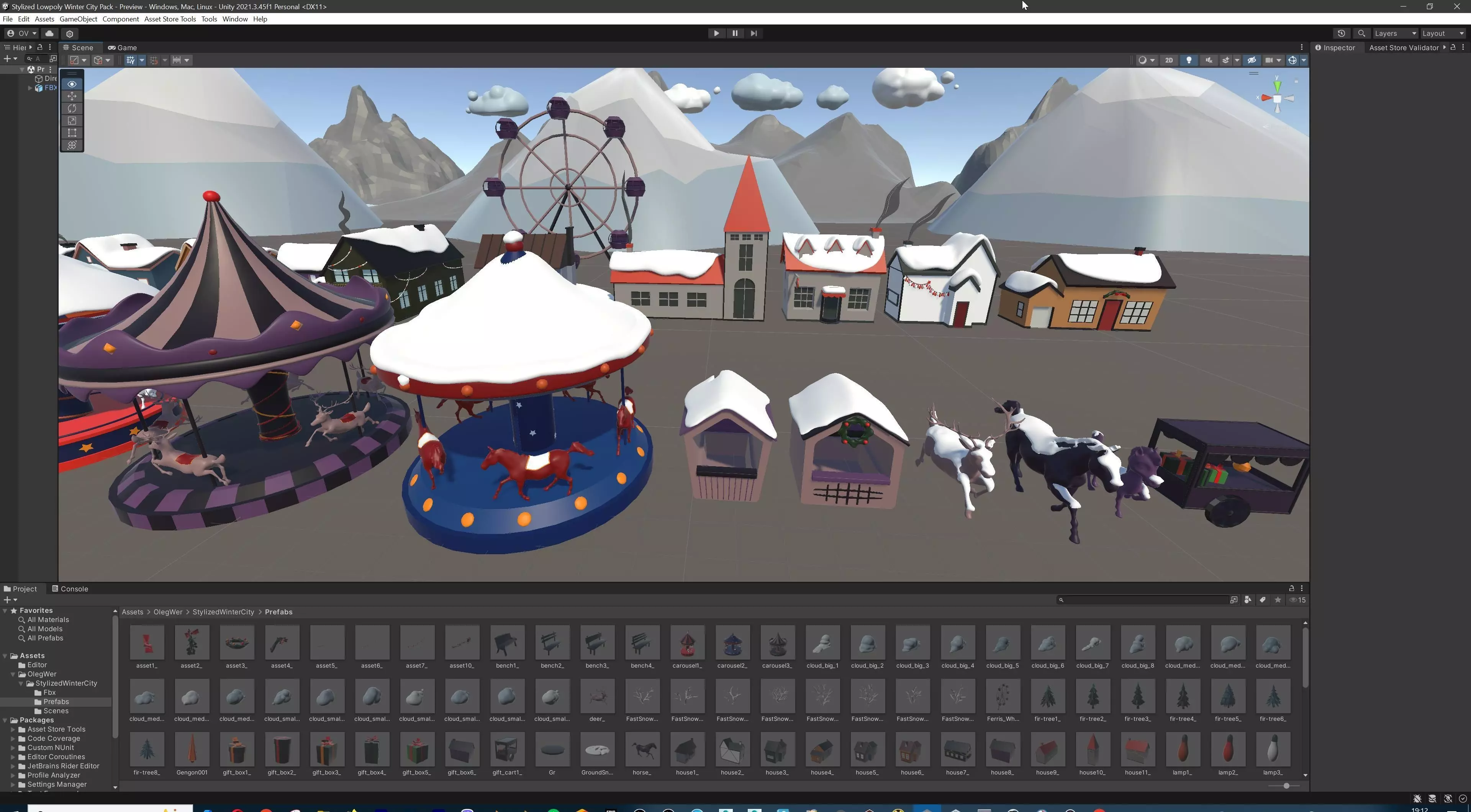 Stylized Winter City Asset Pack 200 Assets Low-poly 3D model_66