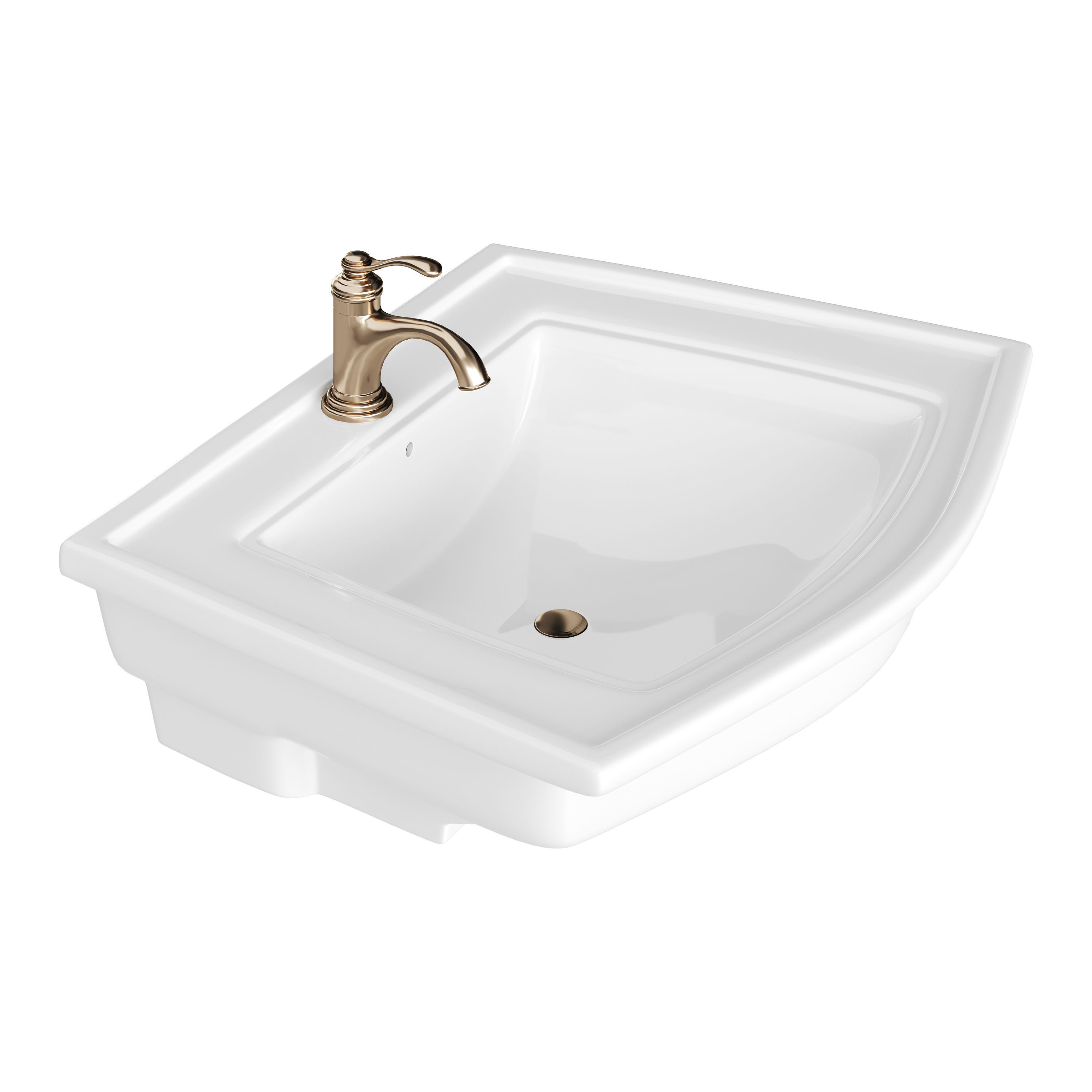 Florence Wall Mount Bathroom Vessel Sink 3D model_10