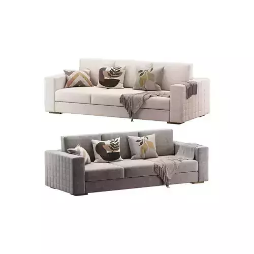 Furniture Port 3 Seater Off White Wooden Sofa
