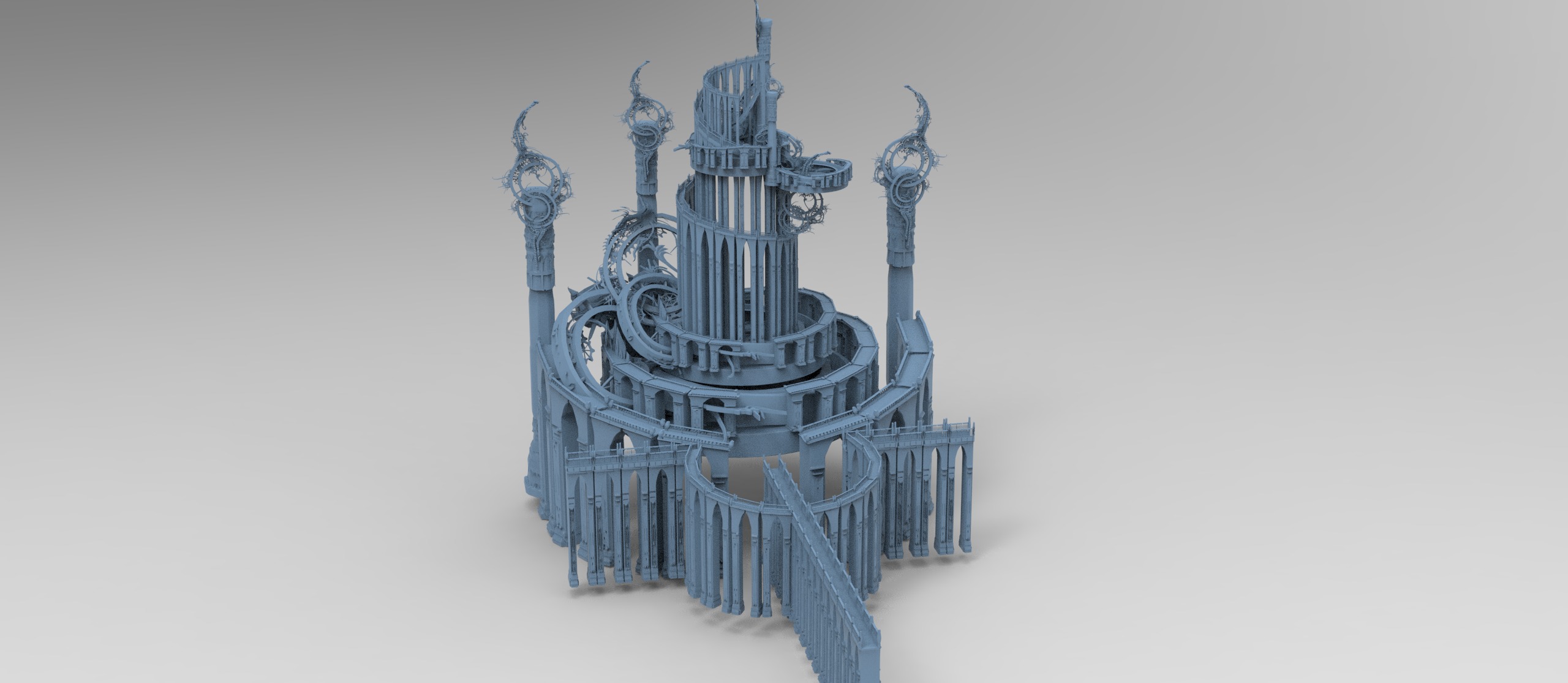 Final Fantasy Floating cityscape 3D model_1