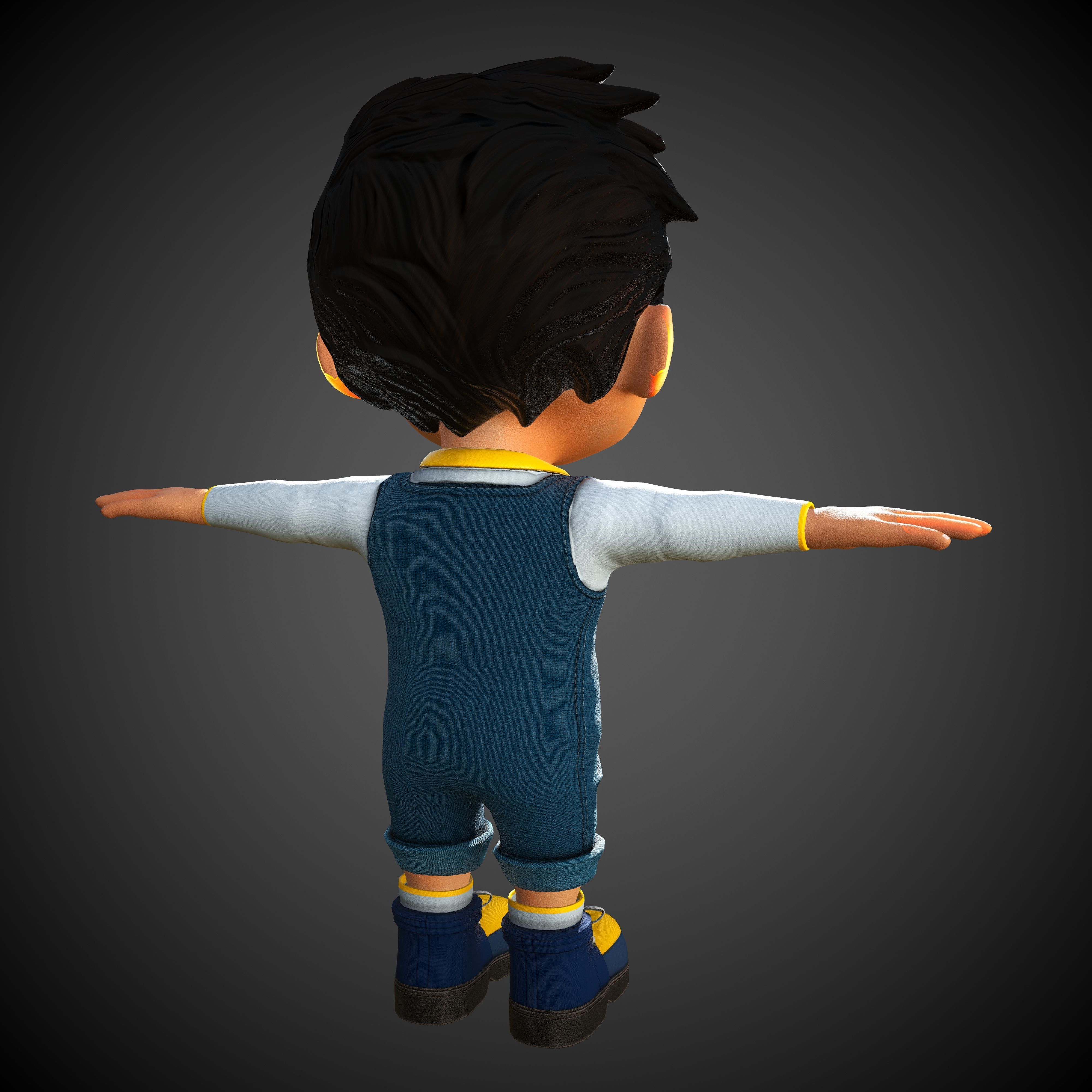 Cartoon Boy Low-poly 3D model_5