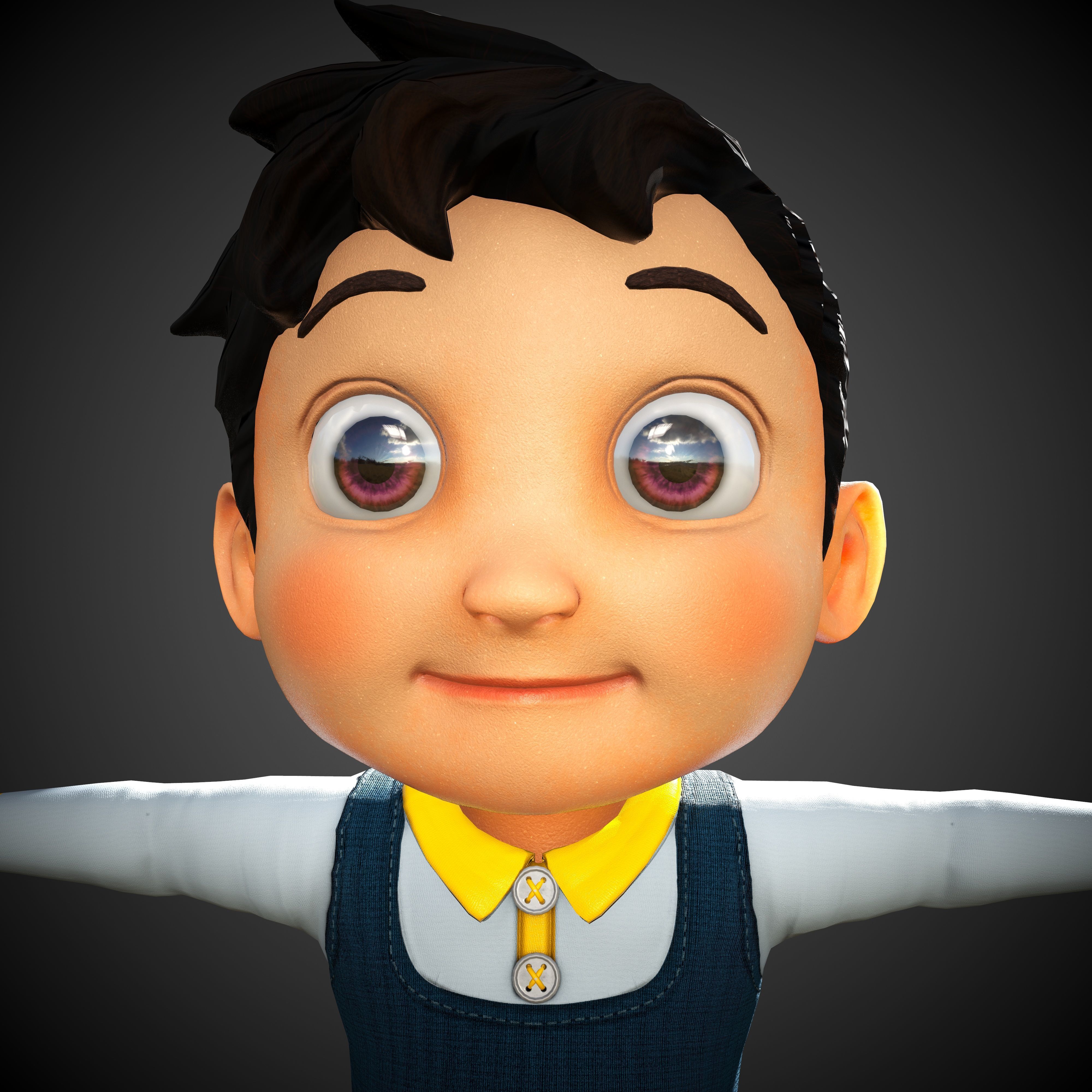 Cartoon Boy Low-poly 3D model_1