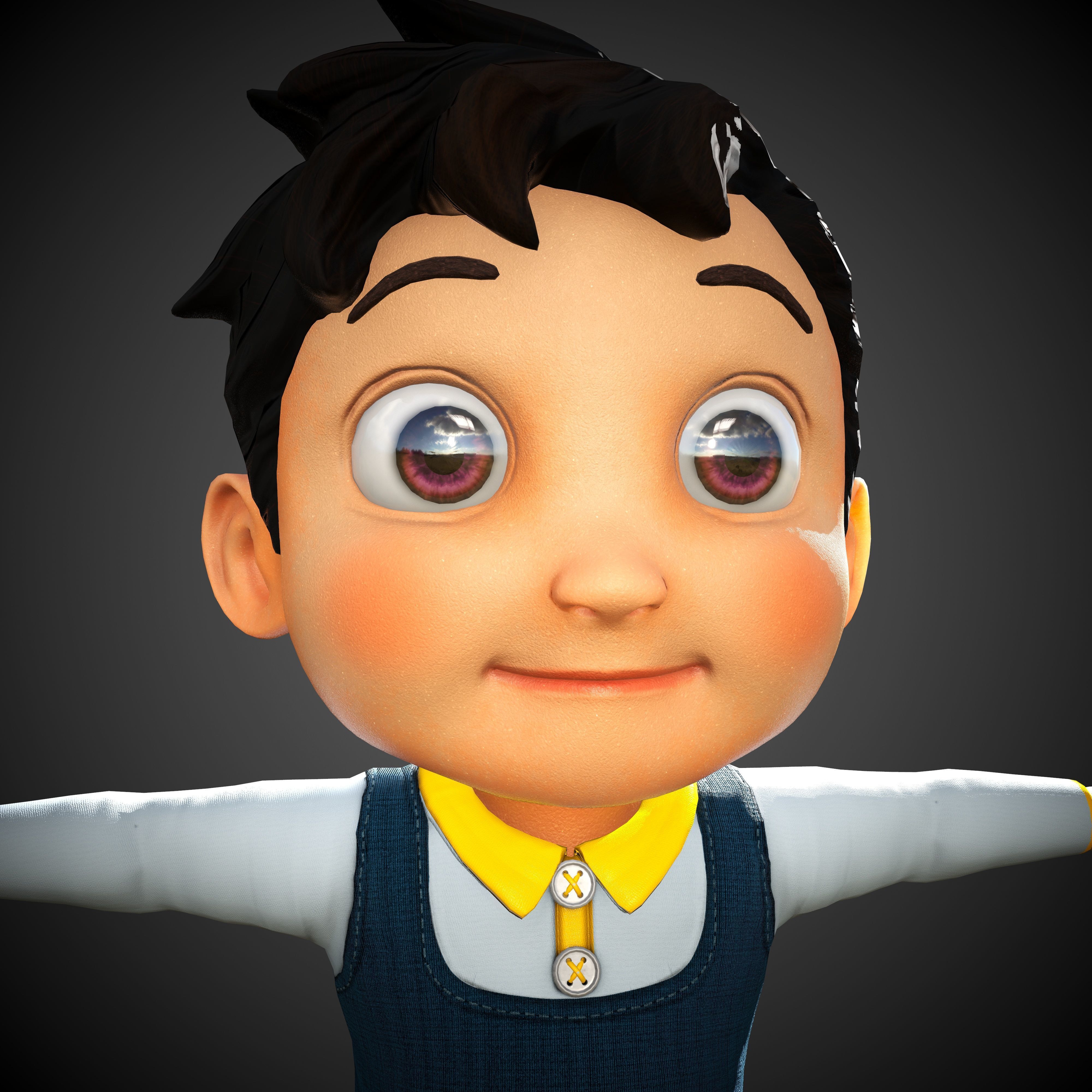 Cartoon Boy Low-poly 3D model_2
