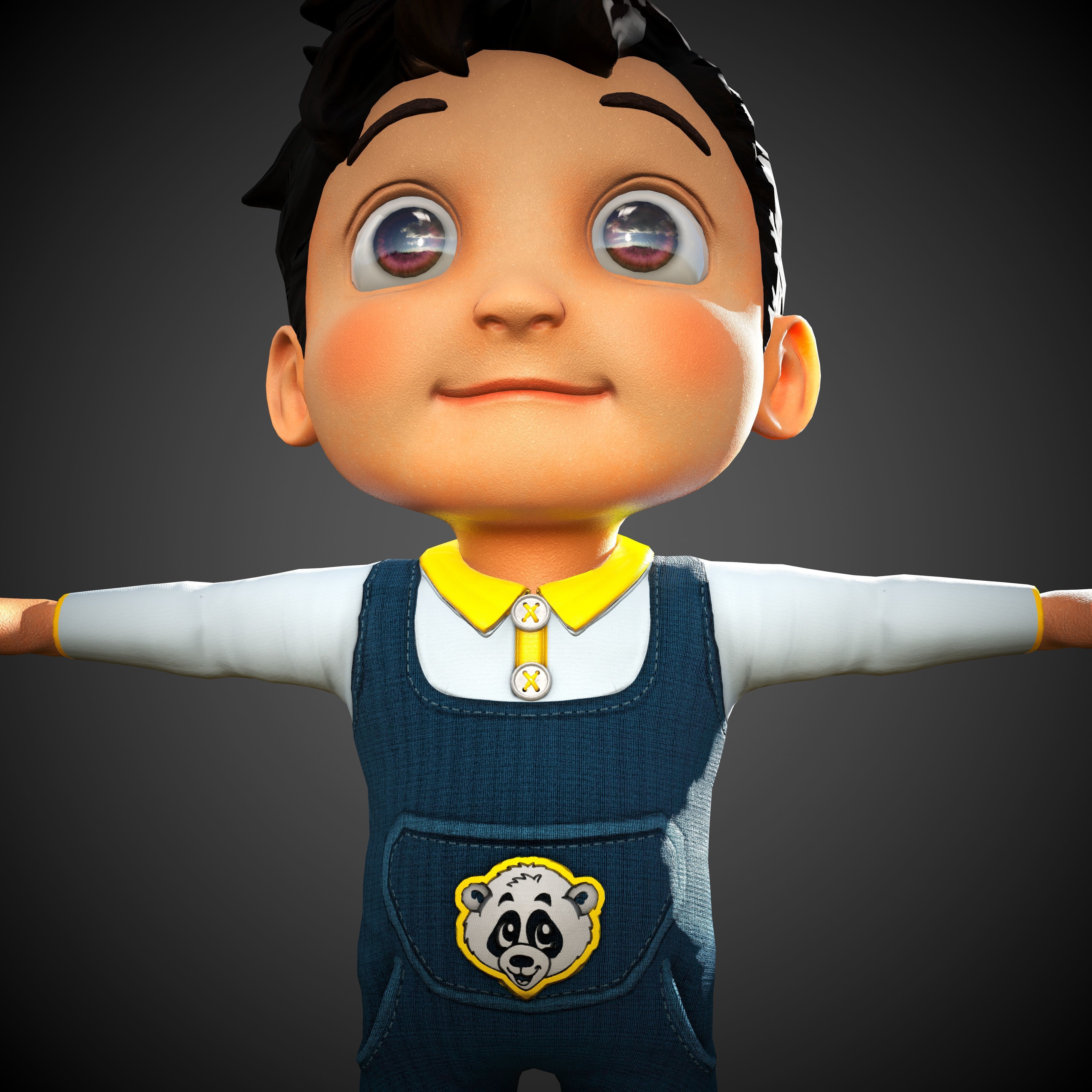 Cartoon Boy Low-poly 3D model_3