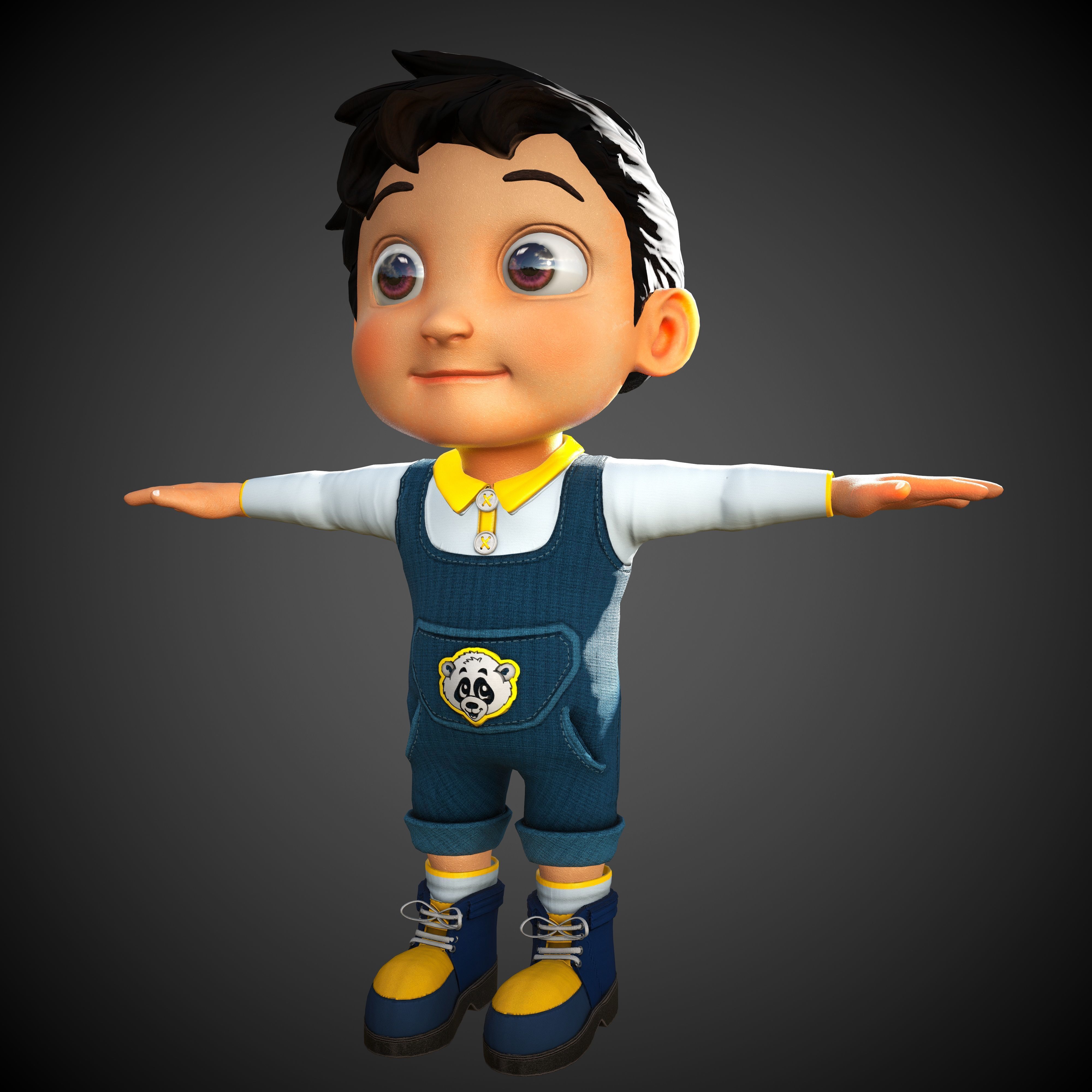 Cartoon Boy Low-poly 3D model_4