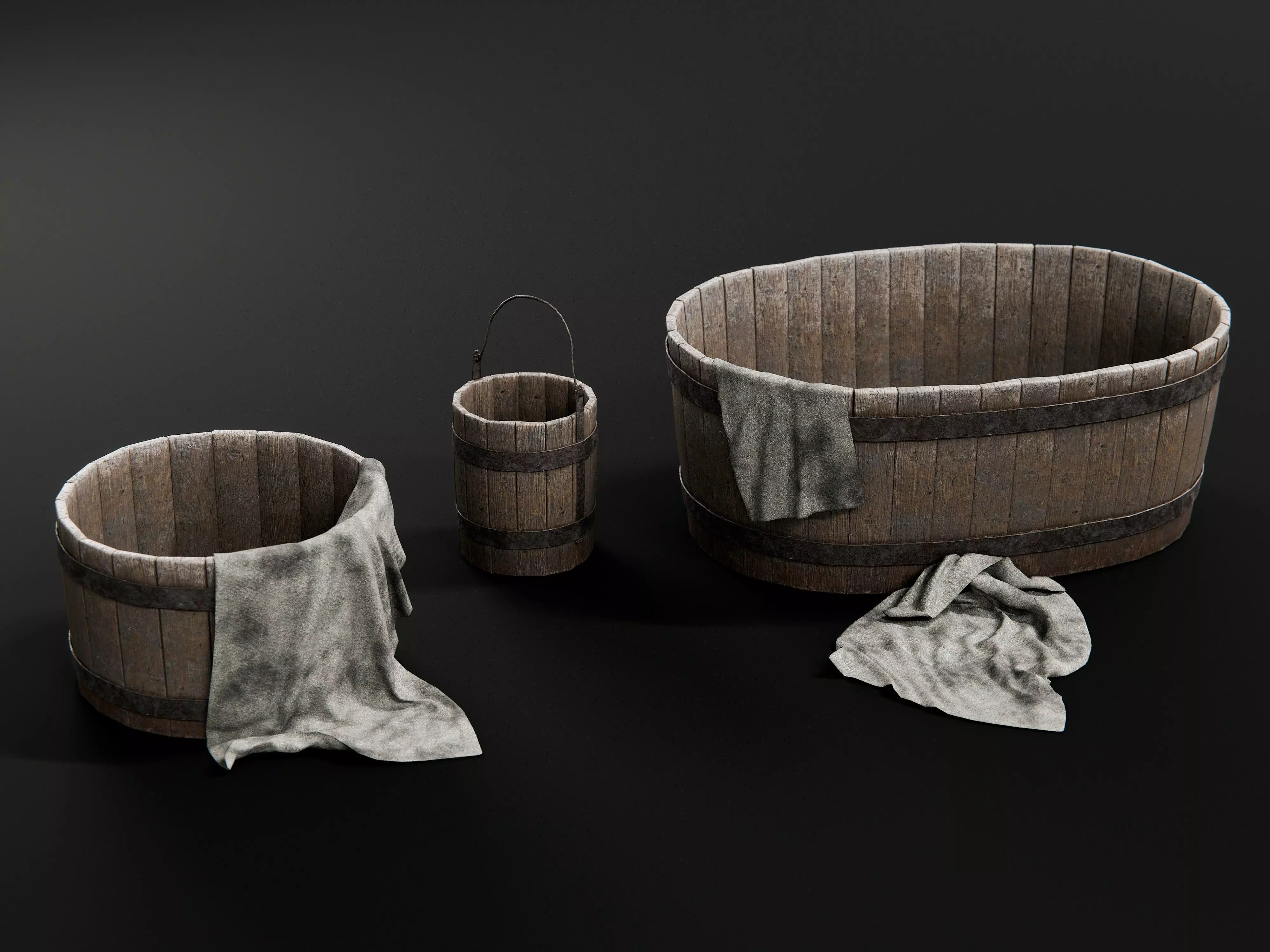 buckets and tubs 3D model_0