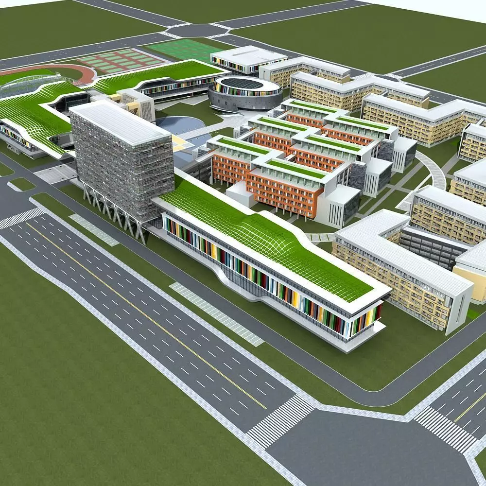 School Scene 3D model_0